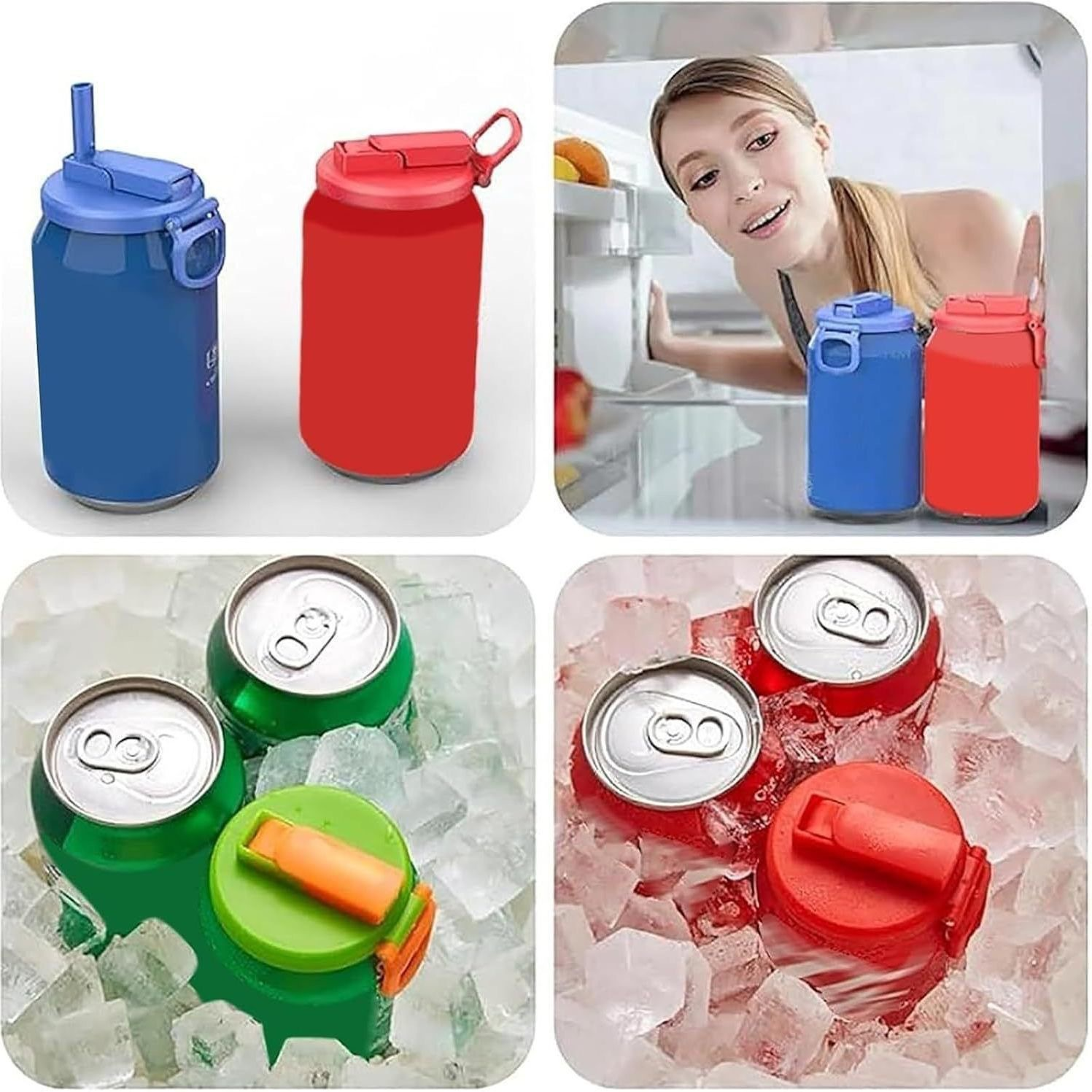 Green Reusable Soda Can Lid with Straw and Carrying Handle - Spill-Proof Plastic Can Cover for Standard 2.13 Inch Cans, Portable Beverage Protector with โ image 5