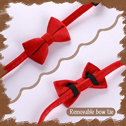 2 Pcs Velvet Cat Collar with Bell and Bowtie, Adjustable Breakaway Cat Collars Kitten Small Puppy Safety Bow Tie Solid Wedding — image 3