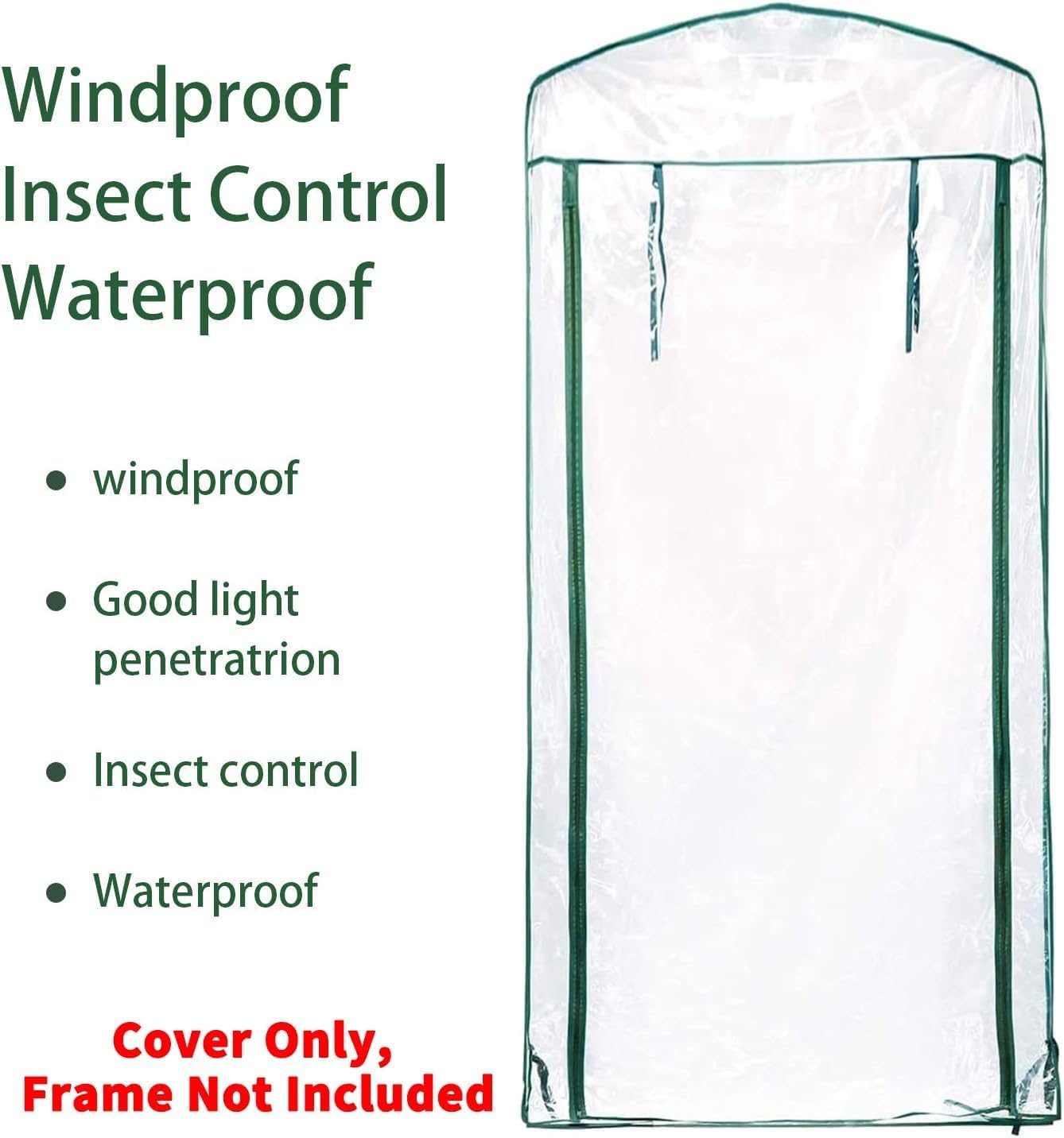 2 Pcs 4 Tier Greenhouse Replacement Cover- 27 x 19 x 63 Inch Clear PVC Plant Greenhouse Cover with Roll-Up Zipper Door for Gardening Plants Flowers (Frame Not — image 3