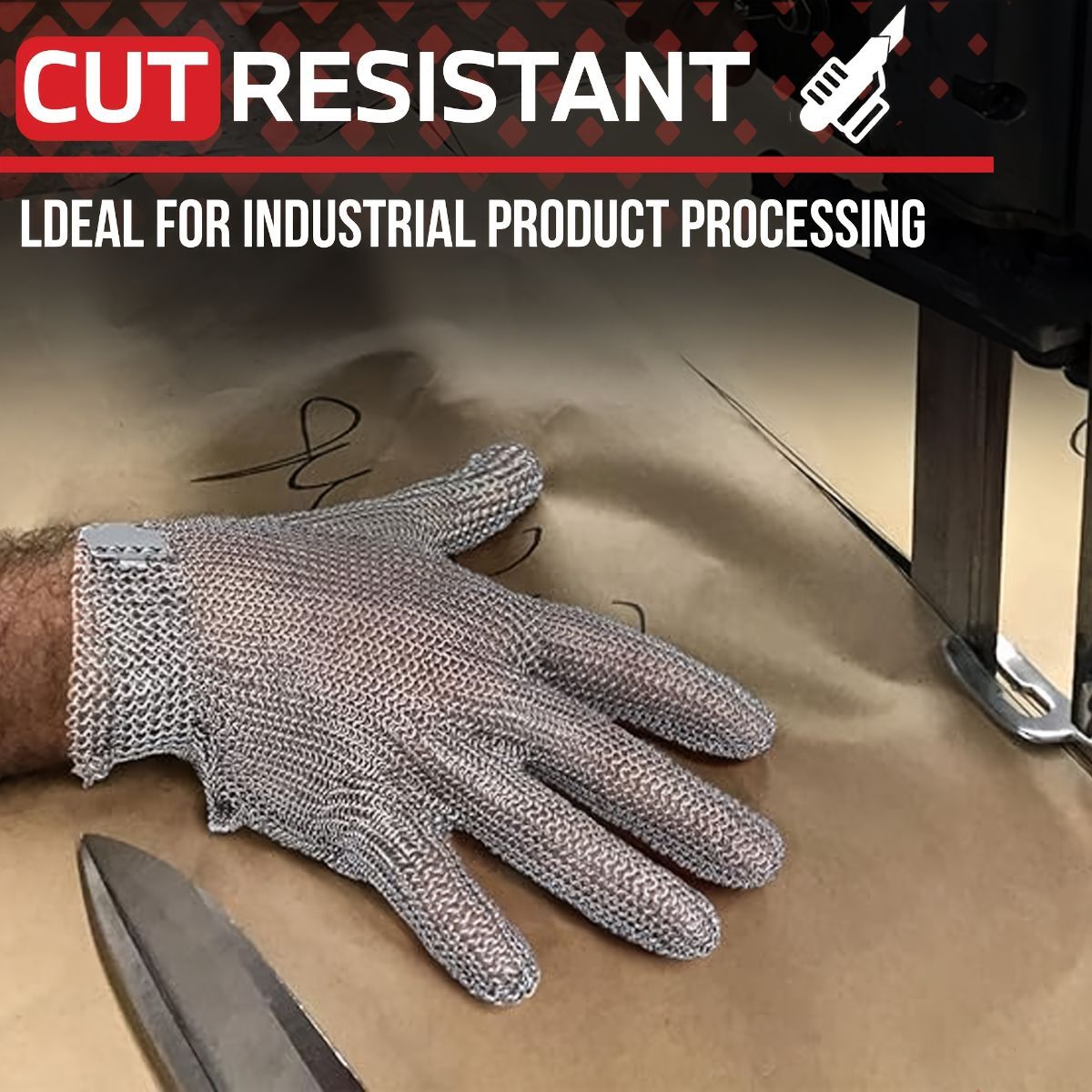 cut-resistant glove, stainless steel chainmail glove, industrial hand protection, adjustable safety glove, meat cutting glove, glass handling glove, Australia — image 4