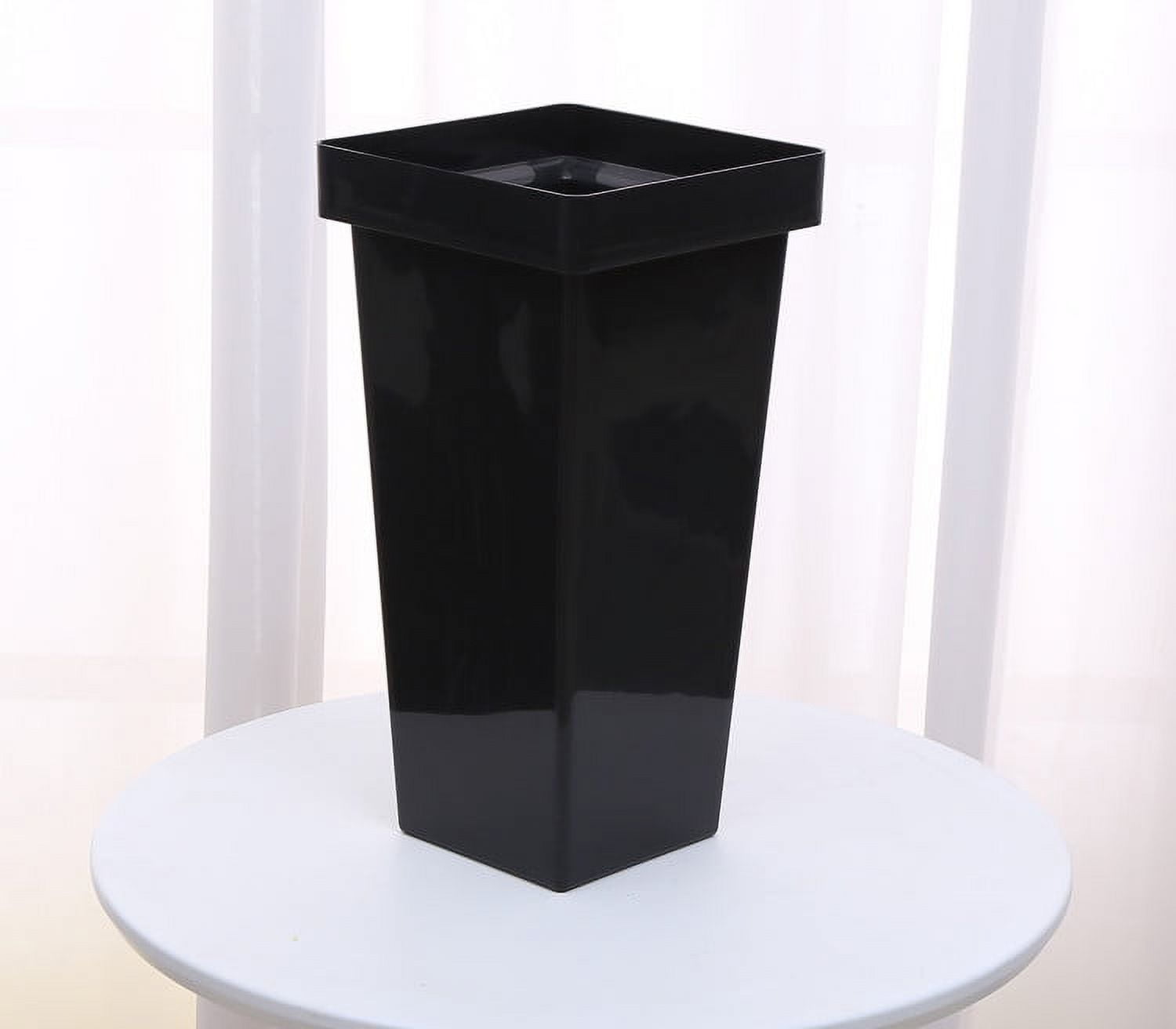 Plastic Flower Vase, Tall Flower Pot Pack of 1, Patio Deck Indoor Outdoor Garden Tree Planters 13.4 Inch (White) 4pcs-Black โ image 2