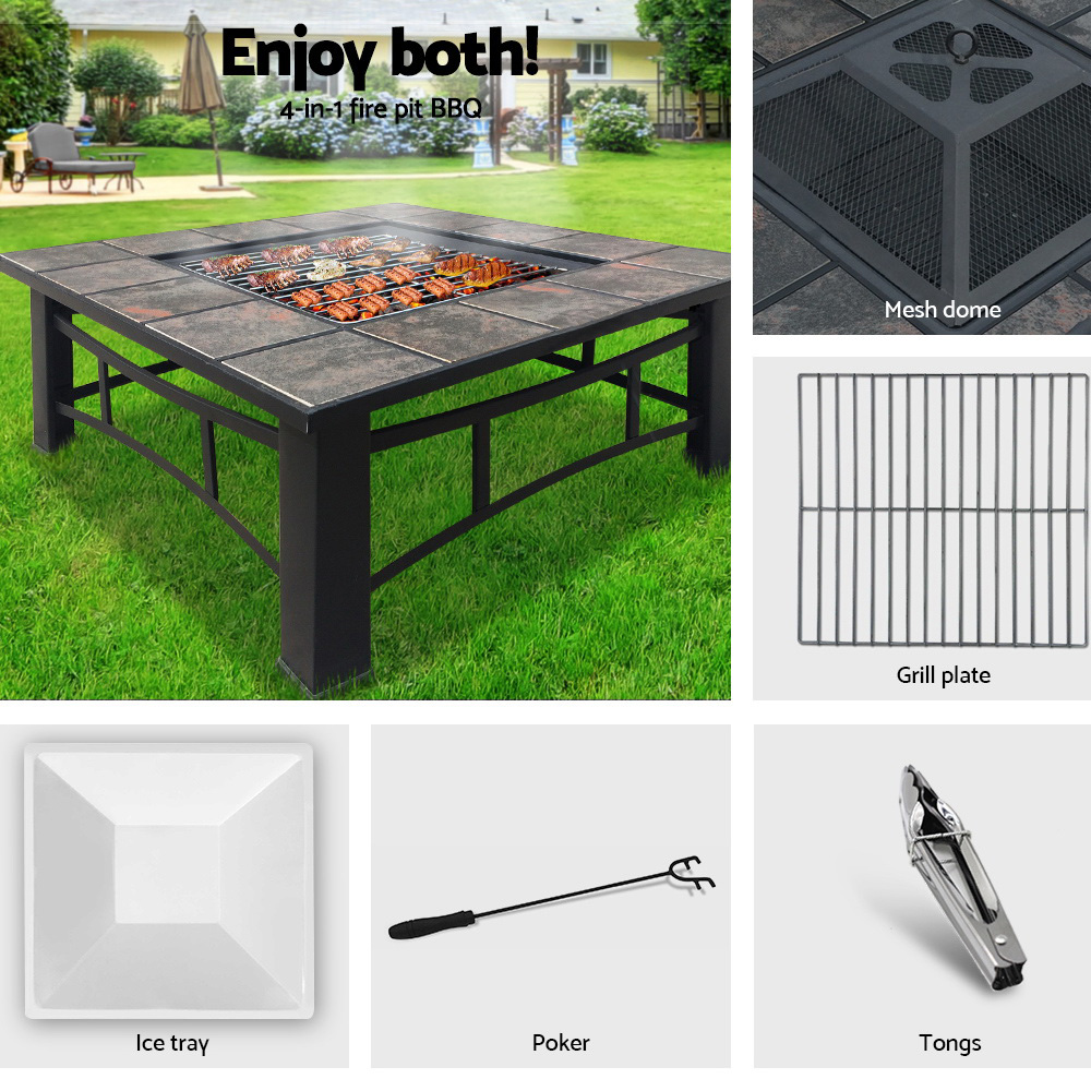 Grillz Fire Pit BBQ Grill Ice Bucket 4-In-1 Table — image 3
