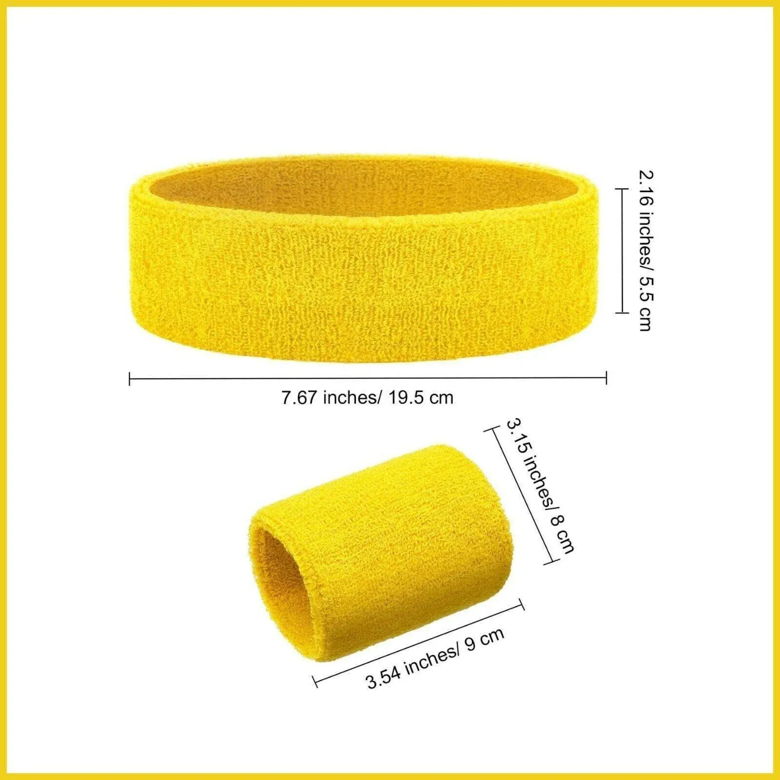 Wristbands Headband Sweatbands Sweat Band For Sport Tennis Badminton Yoga Cotton - Red — image 6