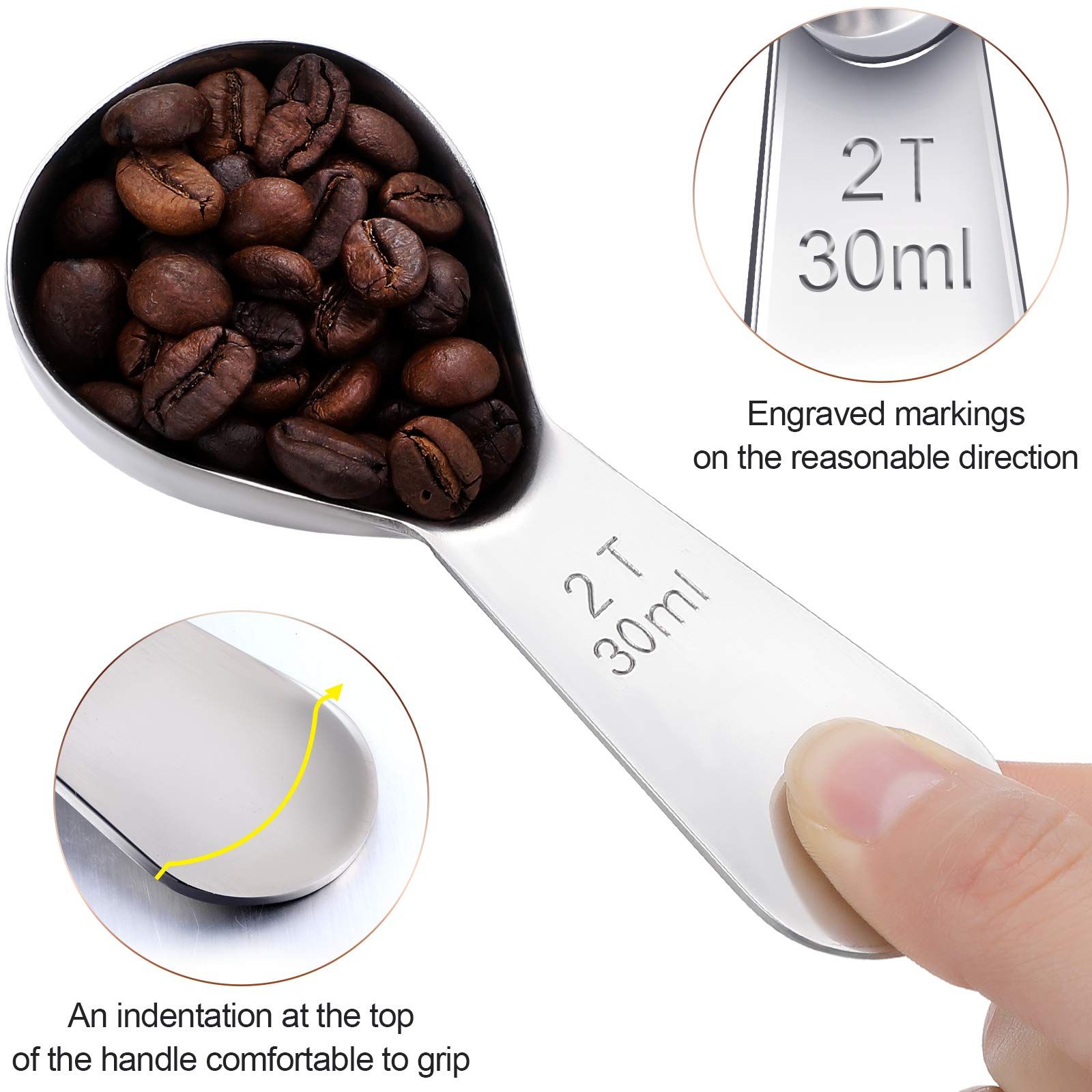 Coffee spoon 304 stainless steel spoon with scale measuring spoon Milk powder spoon Seasoning spoon Measuring spoon โ image 5