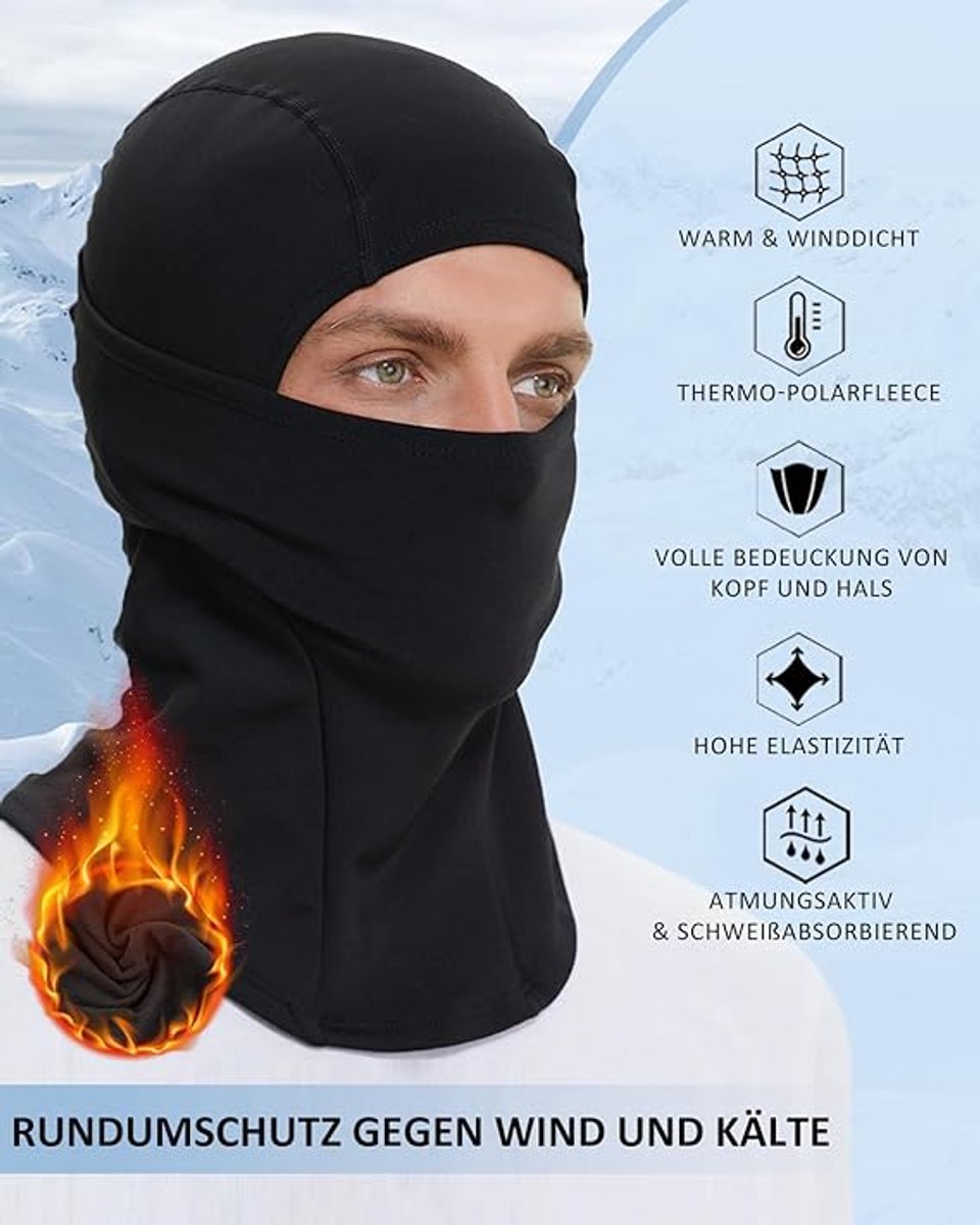 Face mask - Winter Sturmhaube Fahrrad Motorrad Ski Schlauchschal (Unisex) Black — image 2