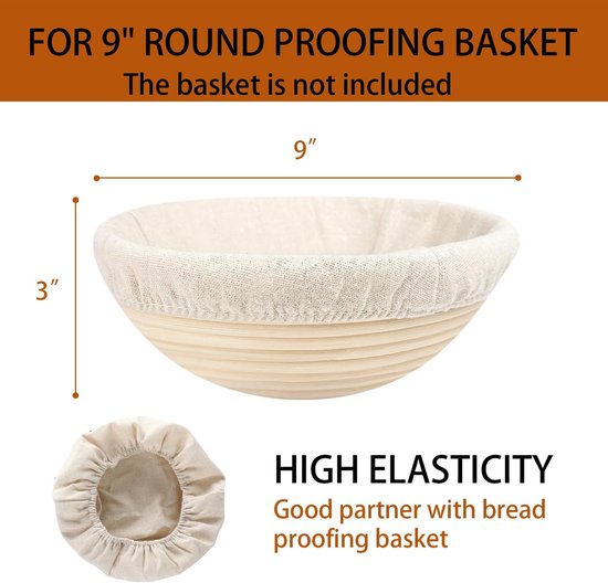 Set of 6 round proofing cloths (25 cm / 10 inch) – Fabric lining for proofing baskets – Natural woven – Ideal for sourdough and bread rising (round, without — image 6