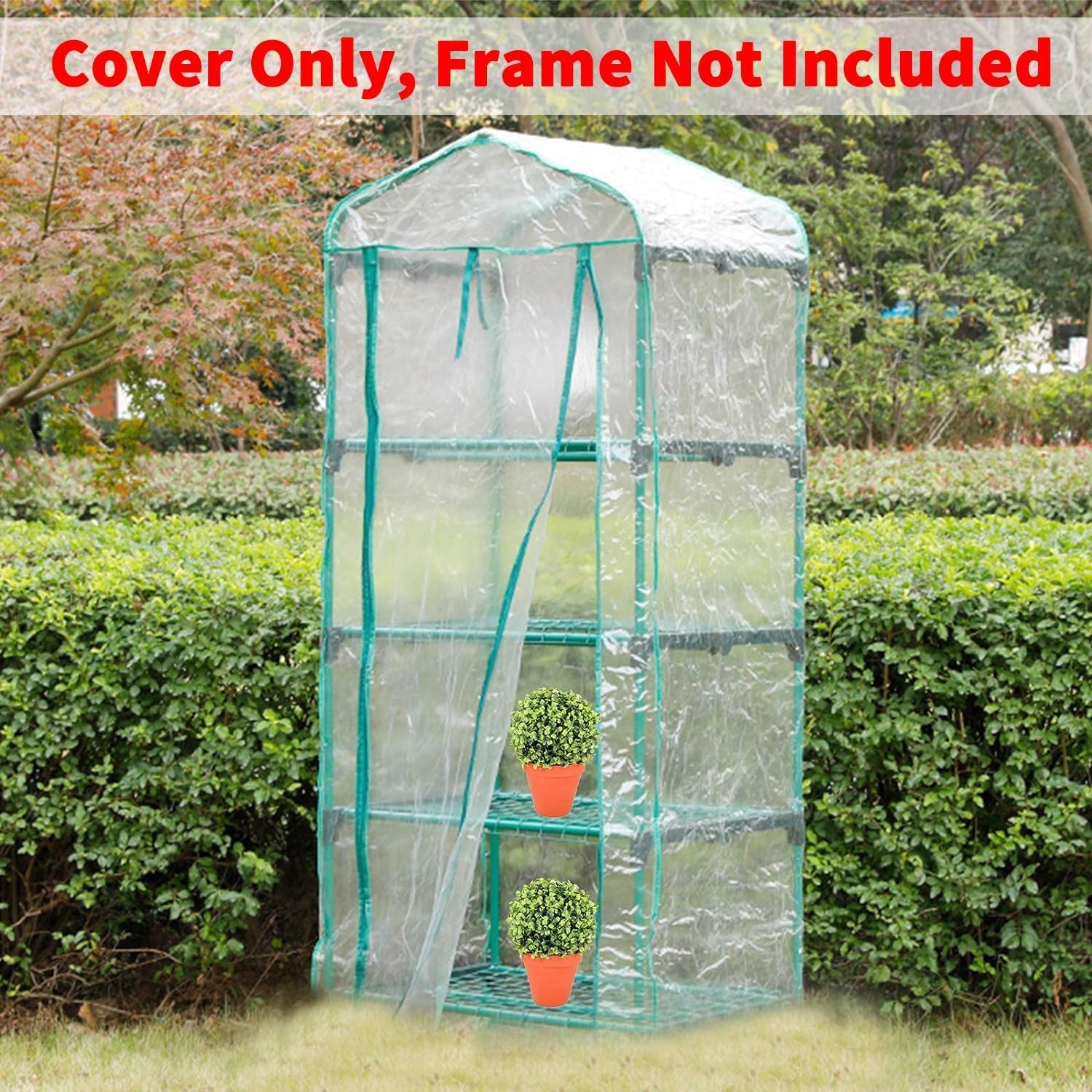 2 Pcs 4 Tier Greenhouse Replacement Cover- 27 x 19 x 63 Inch Clear PVC Plant Greenhouse Cover with Roll-Up Zipper Door for Gardening Plants Flowers (Frame Not — image 5