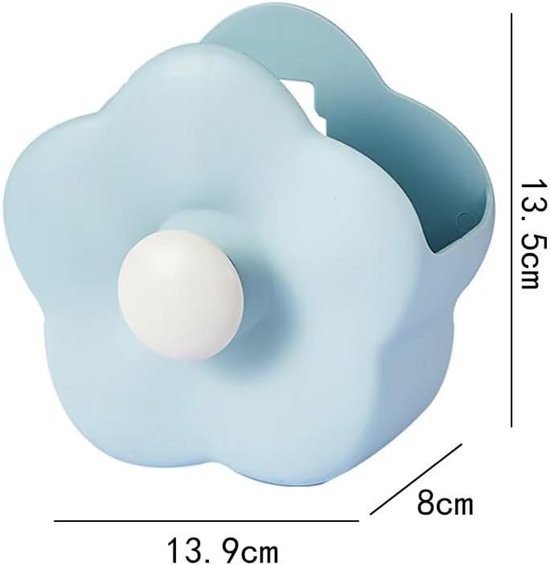 Flower-shaped Makeup Brush Holder - Multifunctional Makeup & Desk Storage Organizer - Compact Design 14.8 x 13.5 x 8 cm - Blue โ image 4