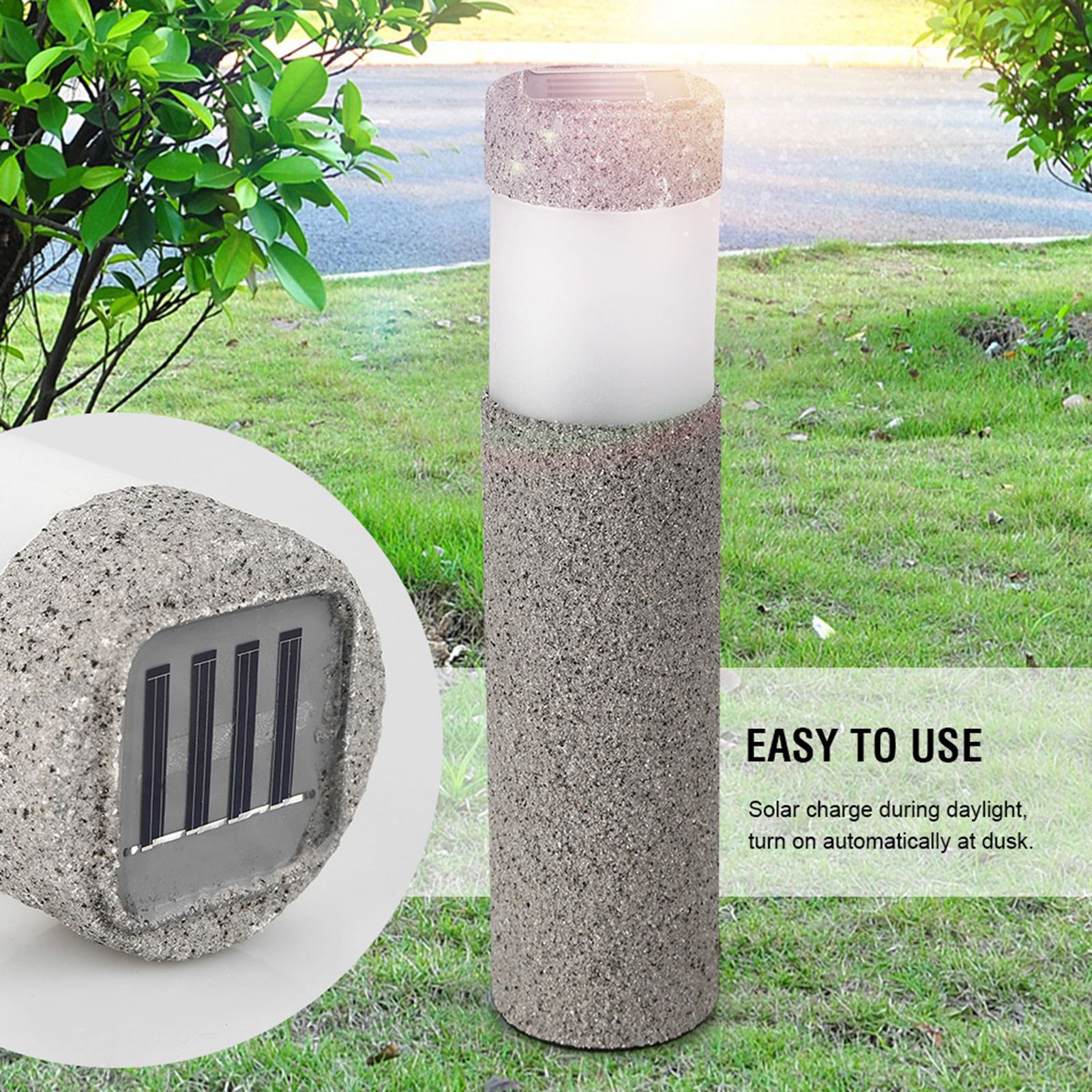 Ideal Waterproof Solar Power LED Light for Garden Path Courtyard Stone Lamp — image 5