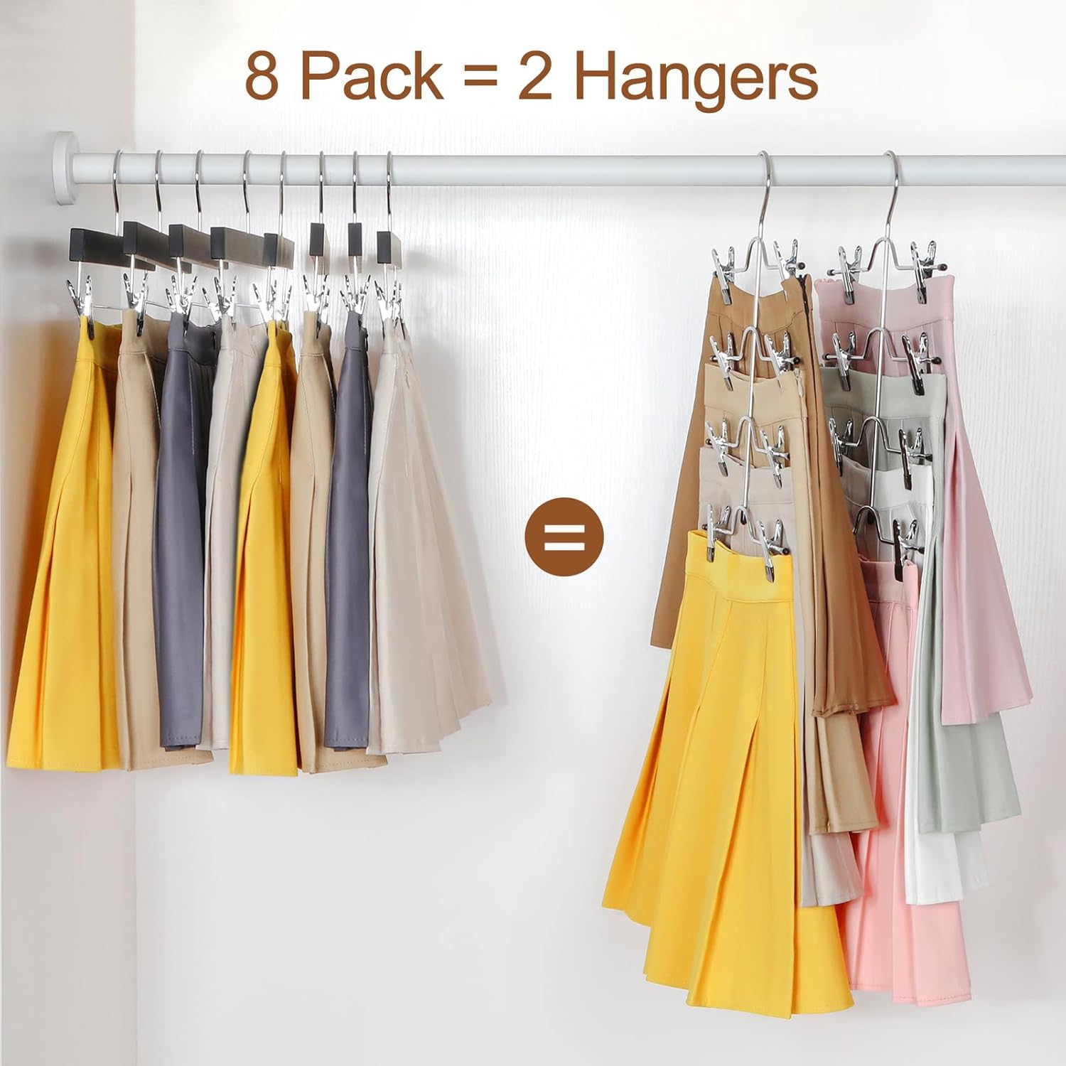 2 Pack Black Pants Hangers with Adjustable Clips Non-Slip Space Saving for Jeans Shorts Skirts Dresses Hand Towels in Laundry Room — image 3