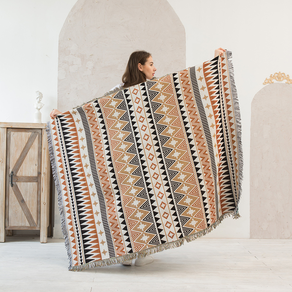 Navajo Nordic Style Woven Throw Blanket - Chic Sofa Cover with Fringe - 130 × 180cm
