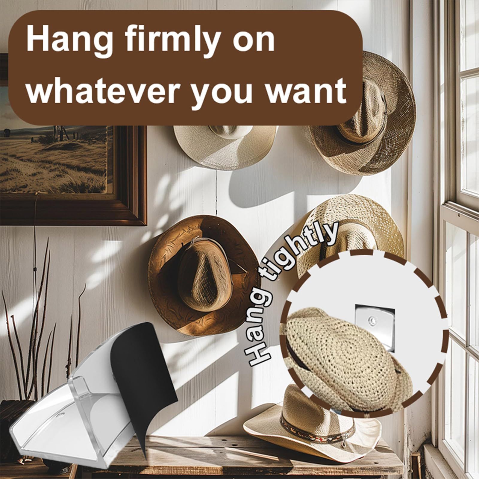 Pack of 6 Wall Mounted Hat Display Stand Acrylic Baseball Caps Hangers Rack Space Saving Hat Hook for Household Fashionable