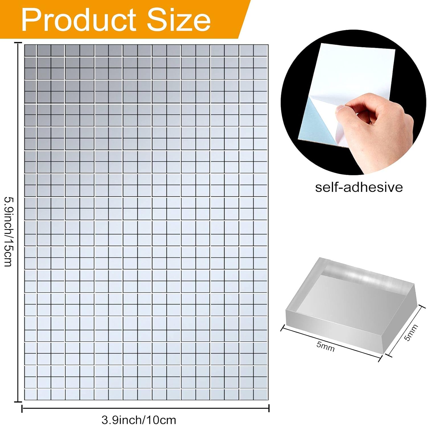 3600 Pieces Mirror Mosaic Tiles Self Adhesive Disco Mirror Tiles Disco Ball Stickers Square Glass DIY Tiles for Craft Decorate, DIY Hat, Art Collage, Indoor โ image 2