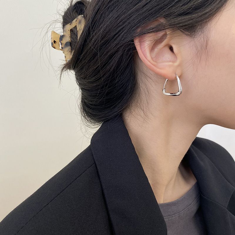 Big Chunky Hoop Earrings for Women Silver Stainless Steel Hoop Earrings Oval Thick Hollow Tube Hoop Earrings β image 5