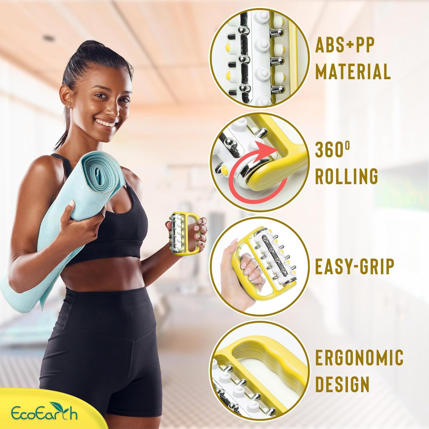 1pc Electroplated Massage Roller Releases Breaks Down Fat Lumps Lymphatic Drainage Deep Tissue Muscle Massage Roller Handheld Body Massager For Legs โ image 2