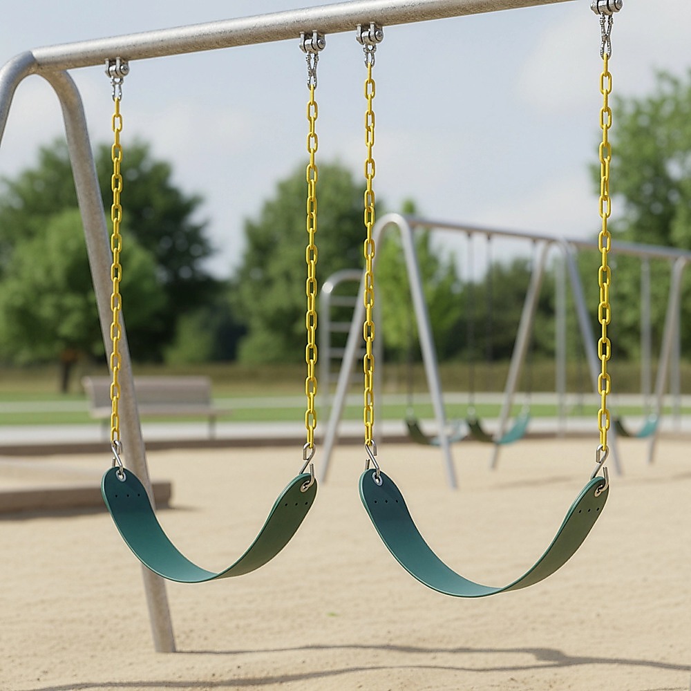 2 Pack Heavy Duty Playground Swing Seats with 66 Inch Plastic Coated Chains for Outdoor Backyard Play โ image 2