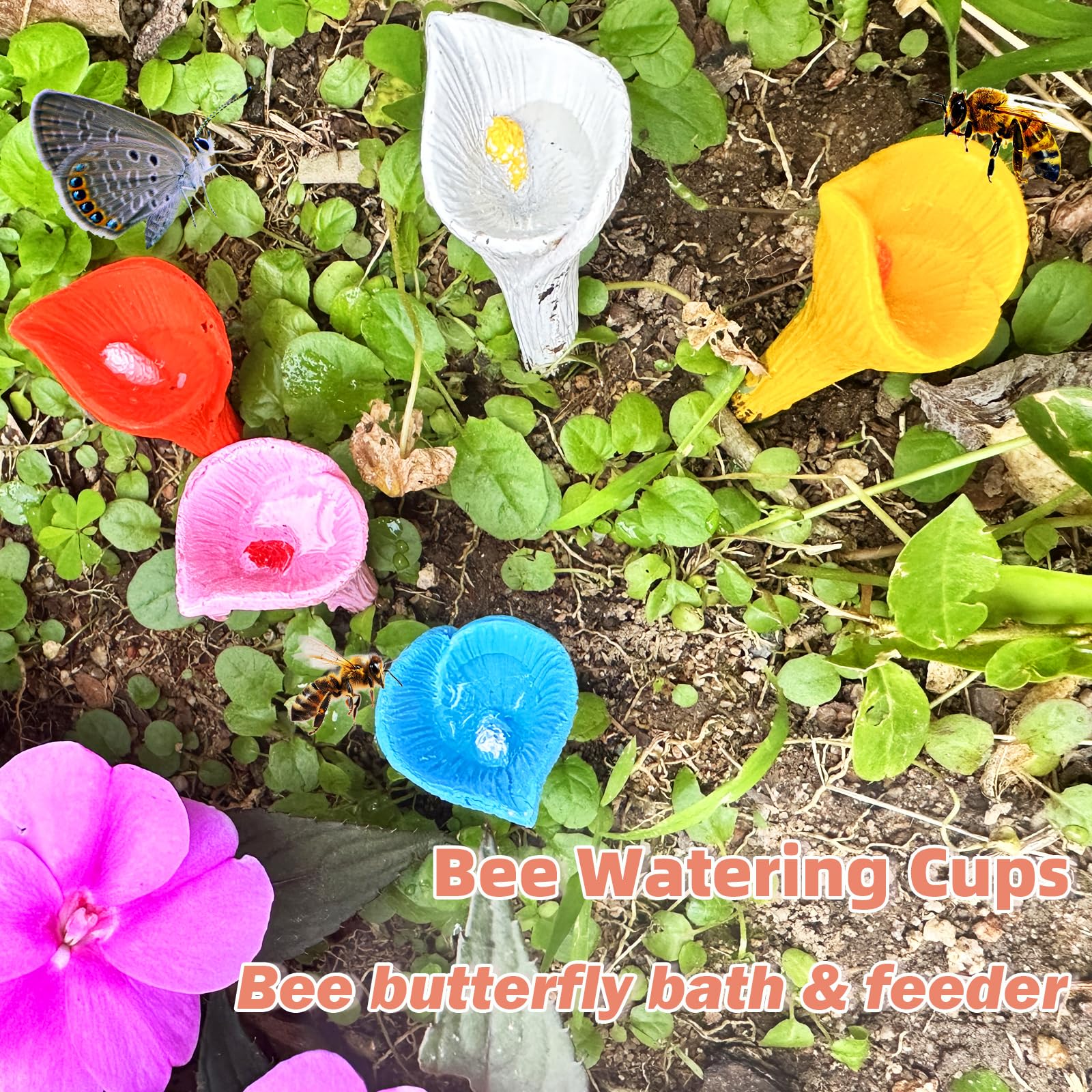 bee waterer for outdoor garden decoration blue — image 4