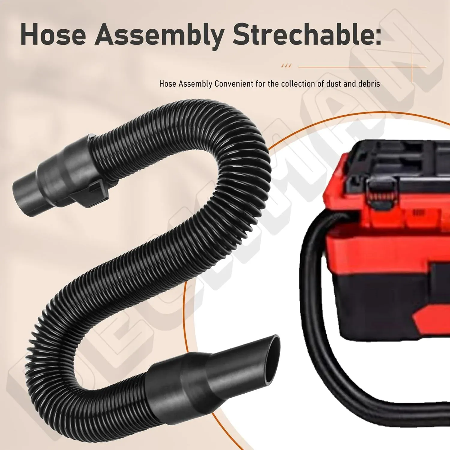 Vacuum Hose Assembly Replacement with Internal Storage Compatible with 18V 28V Wet Dry Vacuums 14 37 0105 Black — image 2