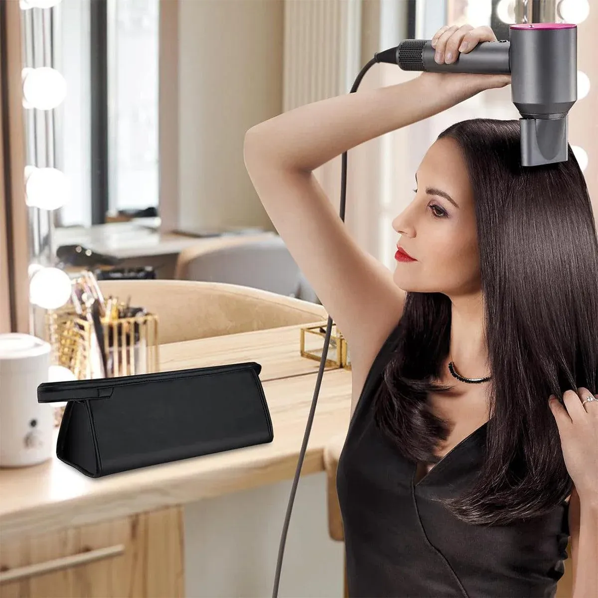 Durable 2pcs Hairdryer Hair Straightener Curler Storage Organizer Bags Set — image 4
