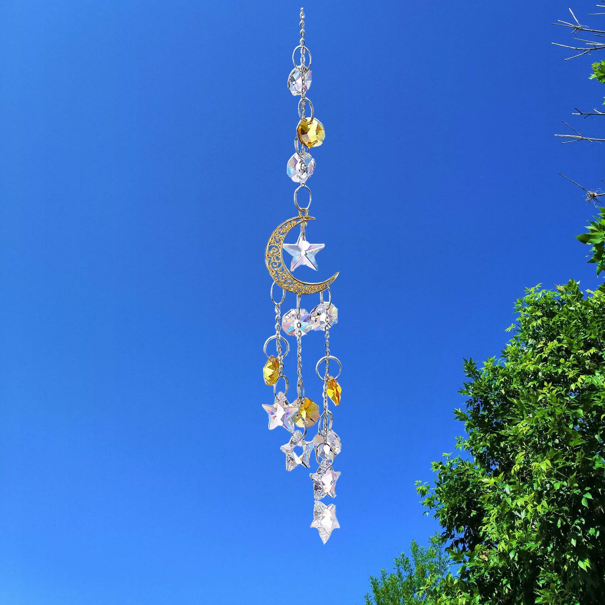 Colorful Crystals Suncatcher, 2PCS Hanging Metal Chain Sun Catcher Decorations, Ornaments for Gardens Windows Home Party — image 2