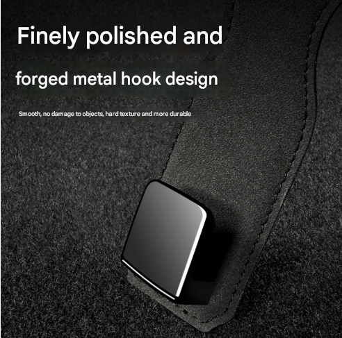 Black Premium PU Leather Car Headrest Hooks (Set of 4) - Stylish Seat Back Organizer Hangers — image 2