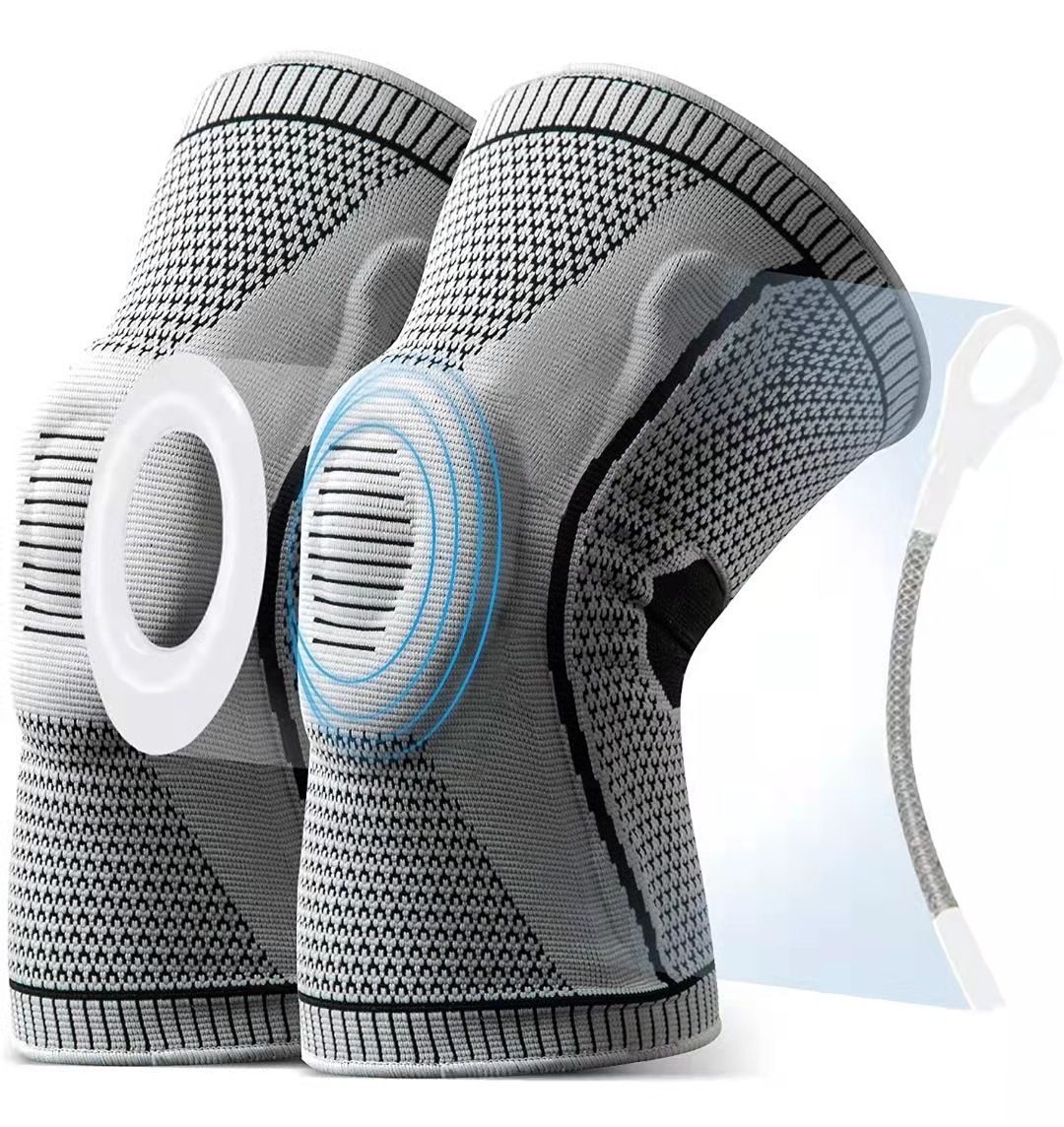 Anti-Collision Silicone Non-Slip Sports Knee Guard, Flexible Nylon Leg Support For Workout & Outdoor Sports, Grey, Size XL, Sold As A Pair, Durable ā image 3