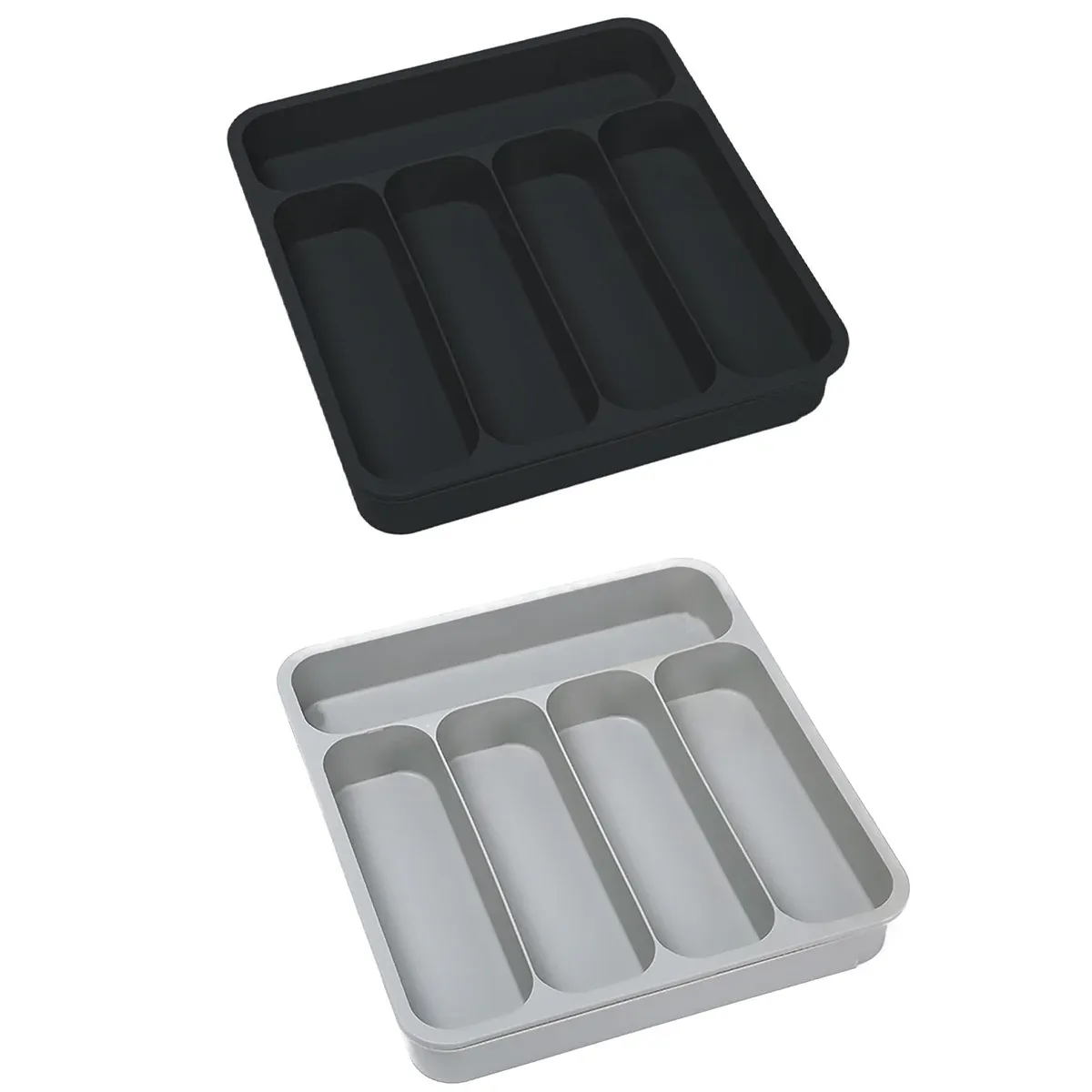 Expandable Cutlery Drawer Organizer Adjustable 6 Slot Kitchen Utensil Tray - Grey — image 3