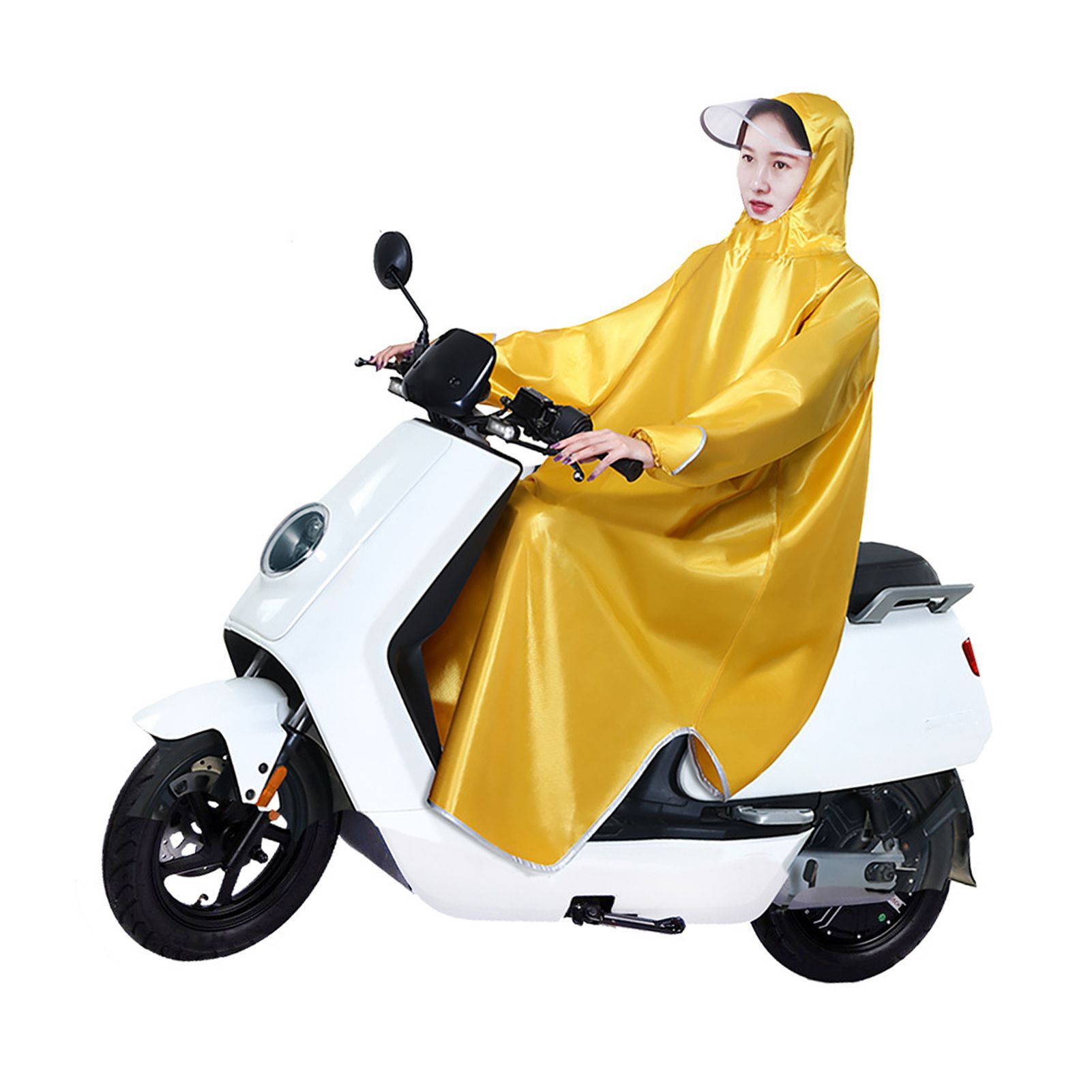 Electric Bike Raincoat Enlarged Protection Oxford Cloth Adults Sleeve Rain Poncho for Cycling Golden Yellow 5XL โ image 2