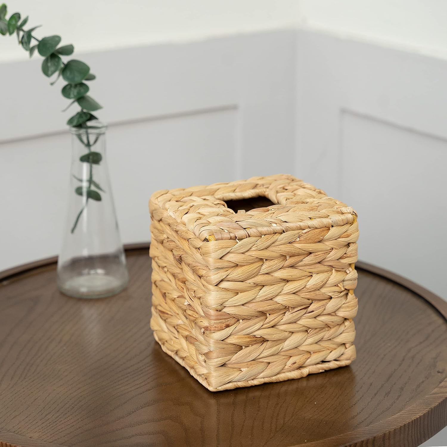 Tissue Box Holder - Square- Rattan Wicker Tissues Cube Box Cover -Boho Decorative Woven Facial Tissue Holder on Table and Barthroom (Square) — image 5