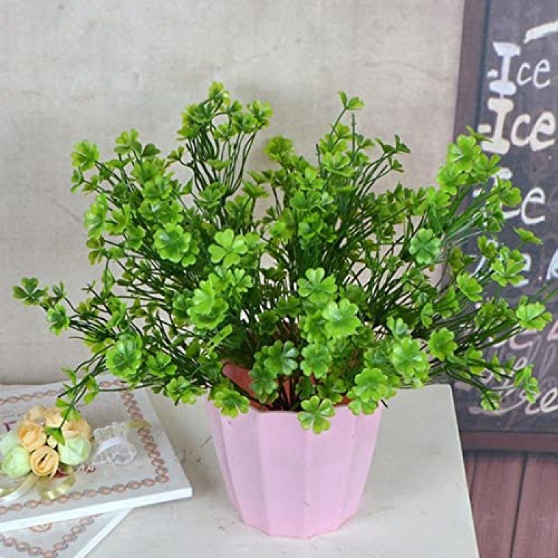 2pcs Plastic Desktop Arrangements Decorative Shamrock Party Plant Fake Holiday Lucky Simulated Plants Home Grass Greenery Decor — image 5