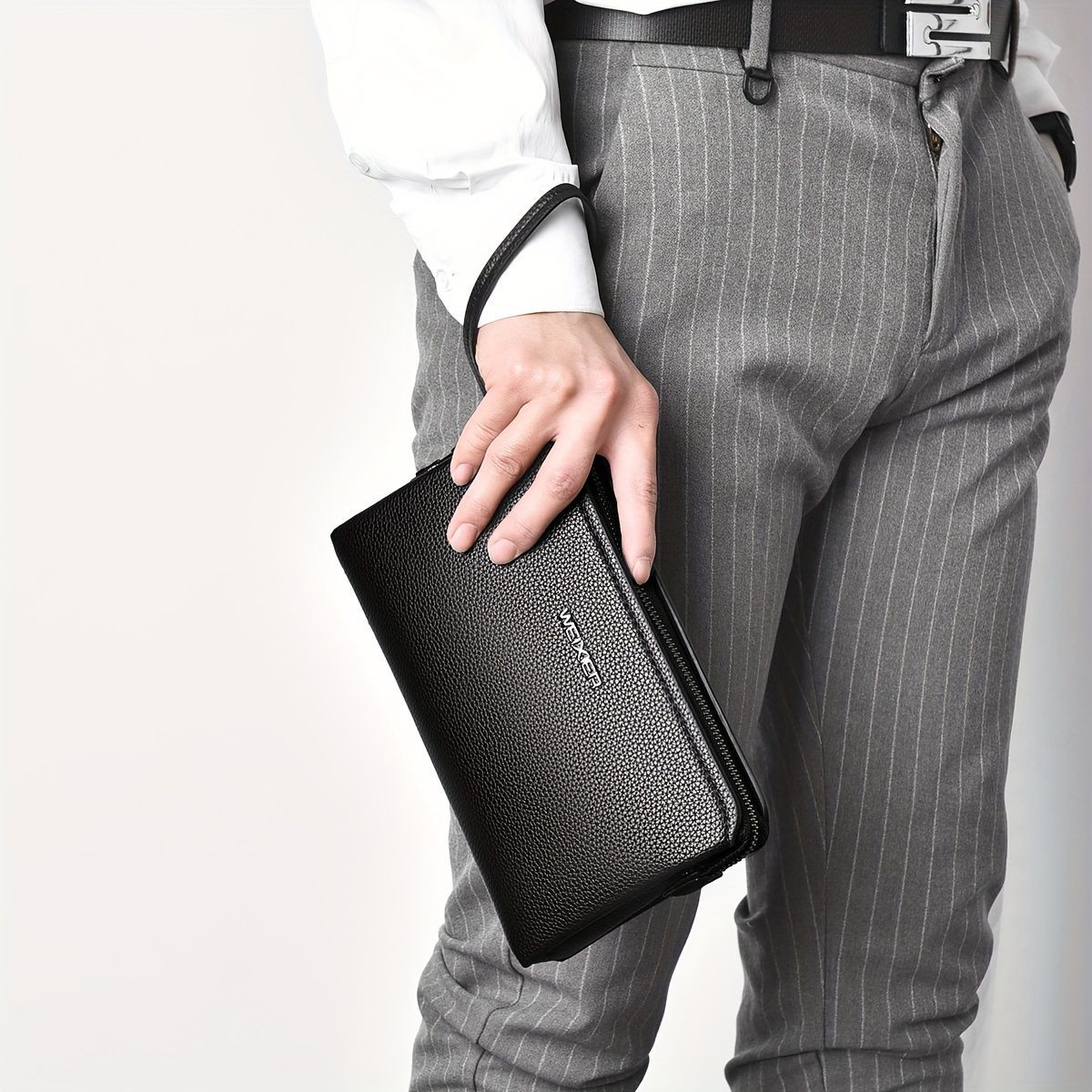 Men'S Leather Clutch Bag Men'S Accessories High-Quality Leather Stylish Clutch - Black - Size 23-4-14 — image 2