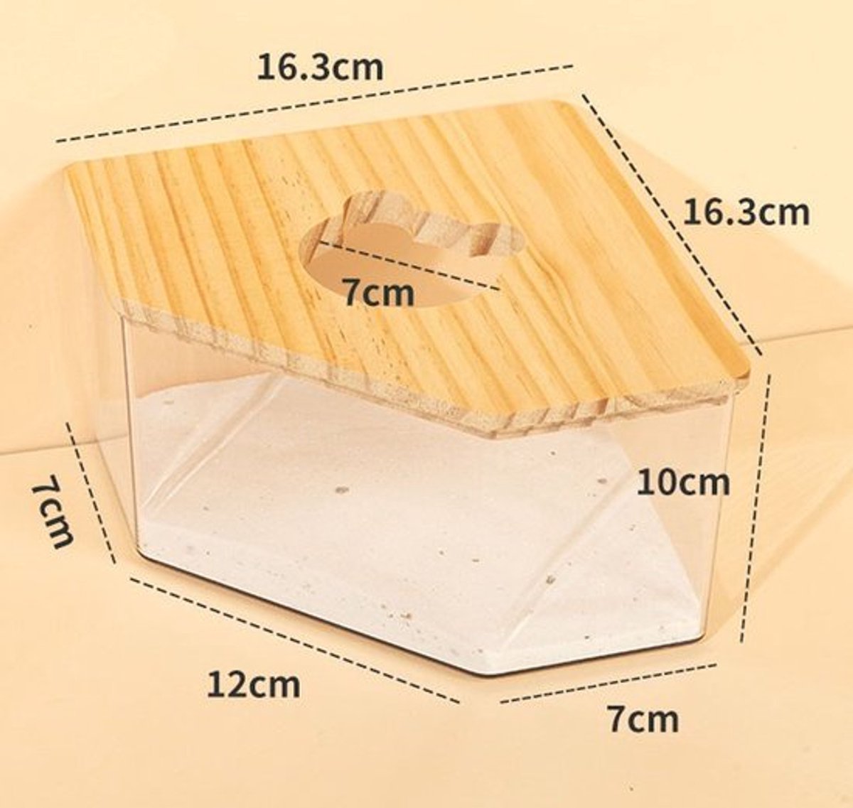 Sand Bath for Mice - Toilet Sand Bath - Dustbath for Rodents - Wooden Hamsters - Rodent Accessory Sand Bath - Sand Tray Enclosed House - Sand Tray - Triangle — image 2