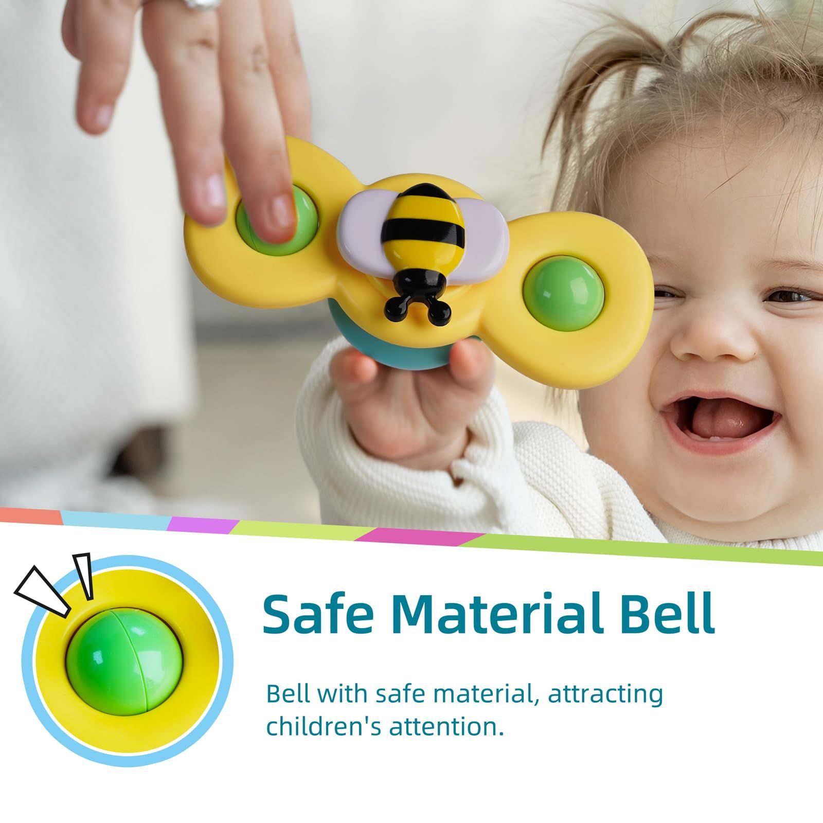 3pcs,Suction cup rotating toys in the bathroom, children's fingertip rotating suction cups for bathing and playing in water — image 5