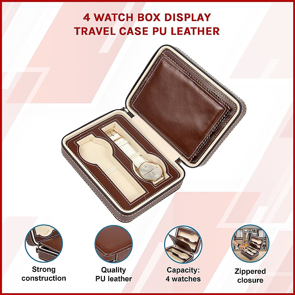 4 Watch Box Display Travel Case PU Leather — image 3