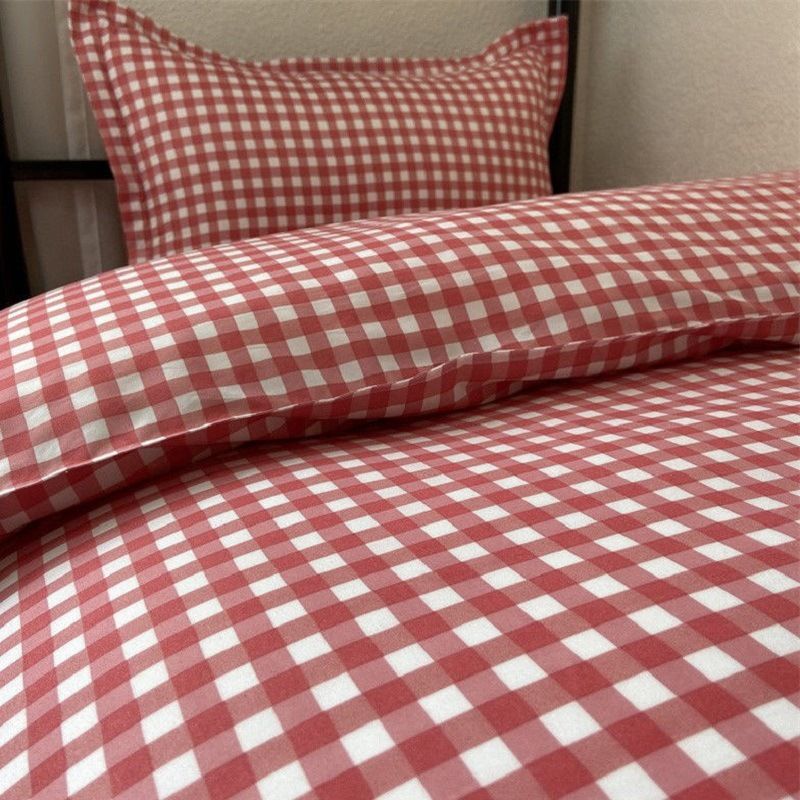 Duoxiao Quilt Cover 1.5 × 2.1m Twill Pink Grid Apple blossom 2.3 × 2.5m bed sheets — image 4