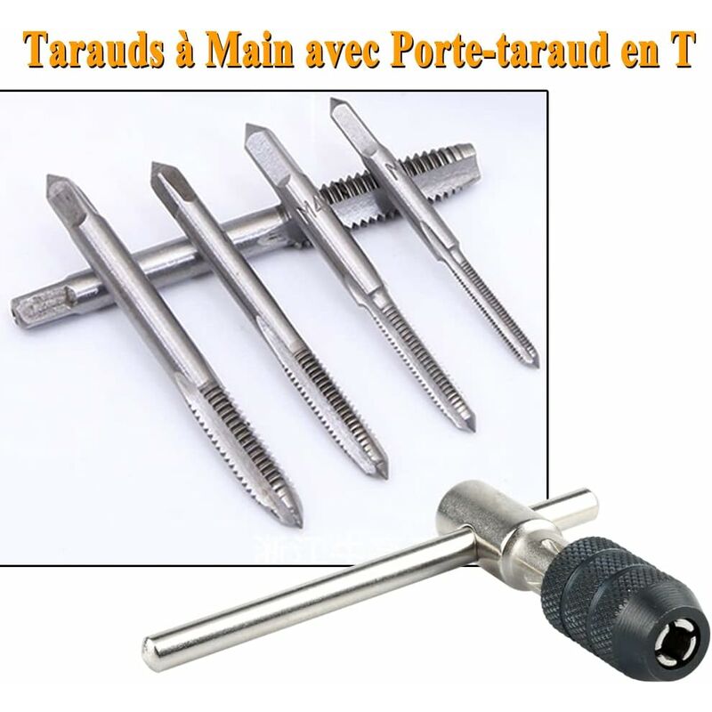 5 pcs Metric Hand Straight Flute Taps Assortment M3 M4 M5 M6 M8 With 1Pc Adjustable Wrench, Steel Thread Tap Set With — image 3