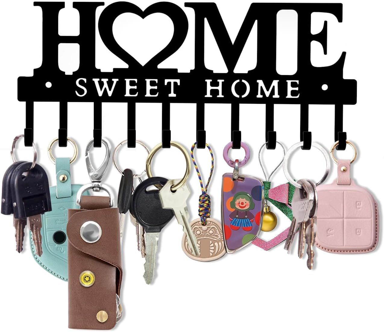 Metal Key Holder Hooks Organizer Rack Wall Mounted Decor for Entryway Front Door Kitchen Hallway Garage Mudroom Office β image 3