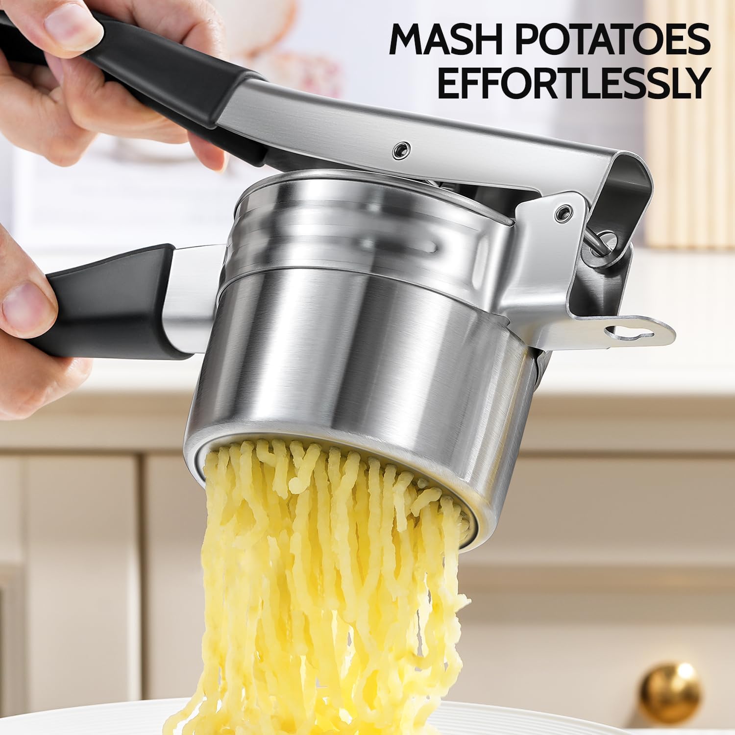 Potato Ricer, Upgraded Stainless Steel Potato Masher with 3 Interchangeable Discs, Heavy Duty Kitchen Tool Gadget โ image 2