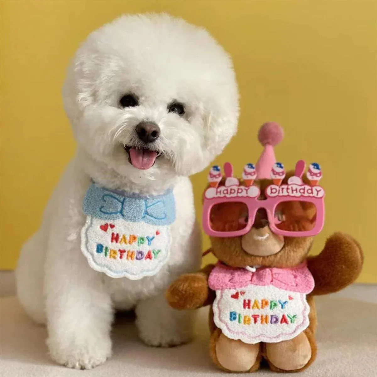 Pet Birthday Dog Cat Bib Scarf Hat Accessory Dogs Cats Celebration - Green — image 5