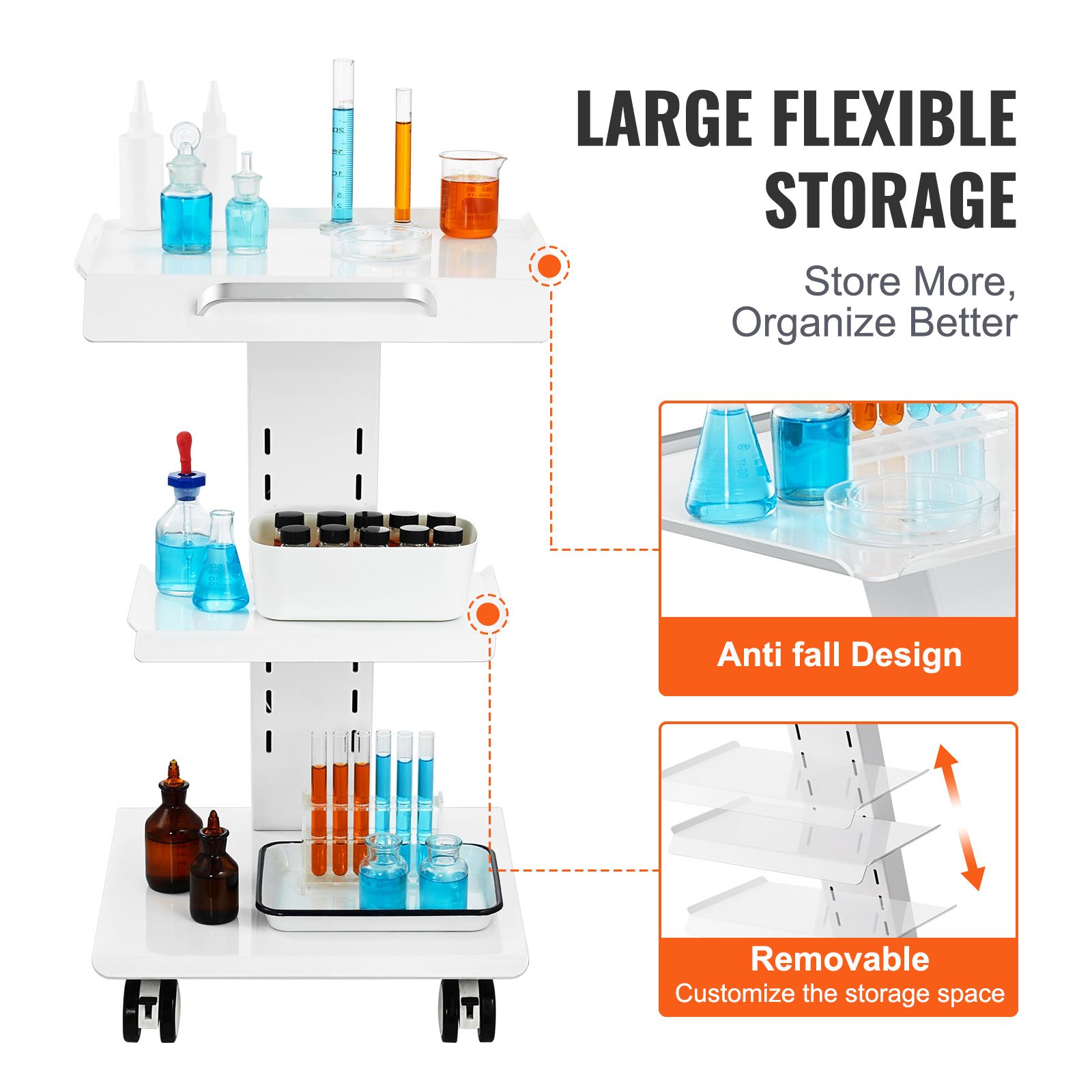 Trolley Cart Dental Lab Mobile Rolling Serving Cart 3 Layers with Socket โ image 5