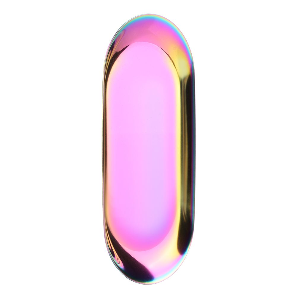 Nordic Style Stainless Storage Tray Cosmetics Jewelry Cake Plate for Office Desks(Rainbow S) โ image 3
