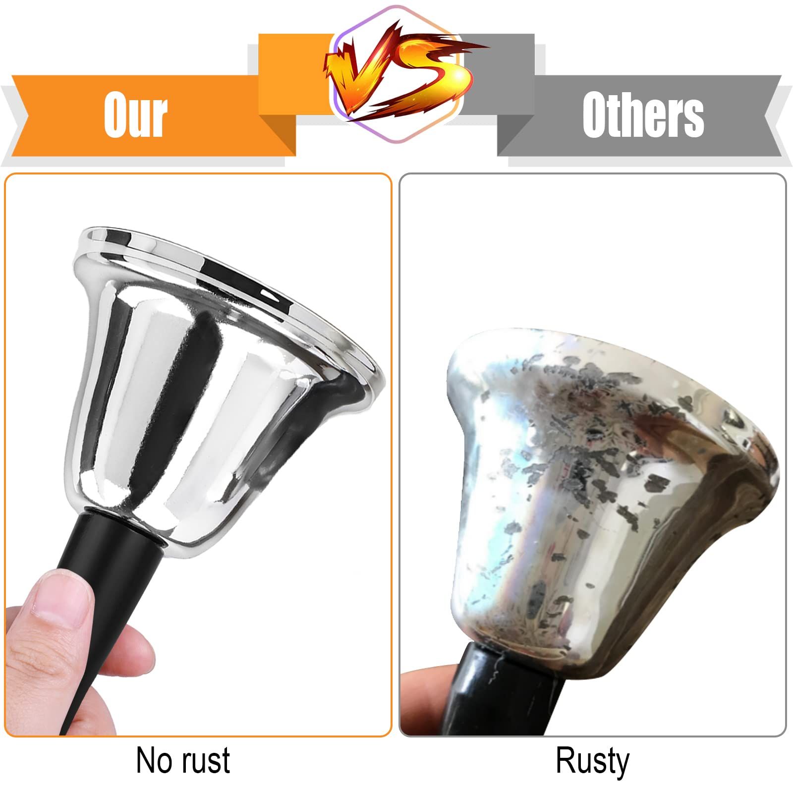 2 pc Hand Bell, Ringing Bell with Handle, Dinner Bells for Inside Classroom Bell, for Food Line, Alarm, Jingles, Ringing (Silver) — image 2