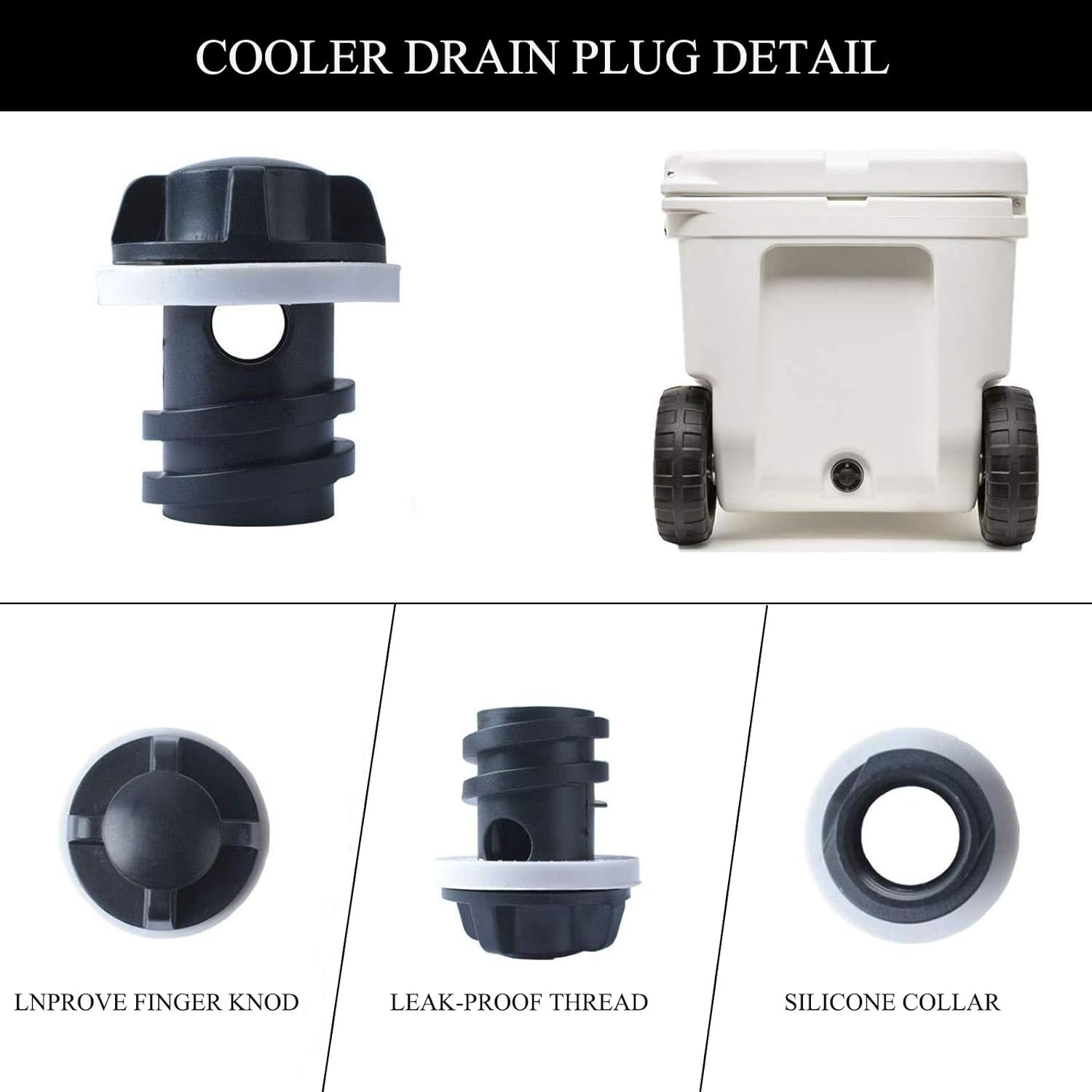 2 Pack Yeti Cooler Drain Plug Replacement Accessories - Compatible with Most Rotomolded Coolers - Leak-Proof Design — image 3