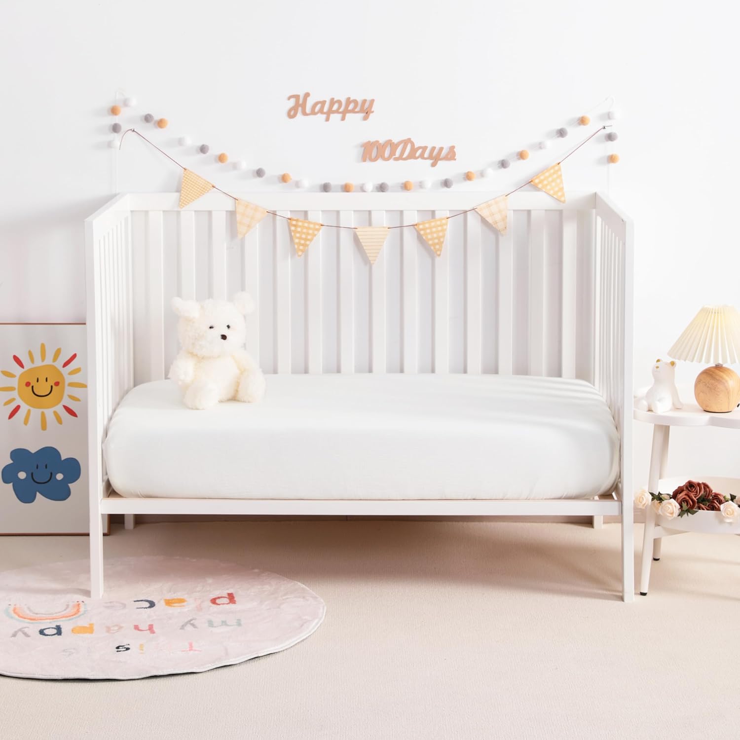 2 Pack Muslin Cott Mini Crib Sheets, Soft and Breathable Double Layer 24 × 38 Baby Crib Sheets for Mini Crib and Toddler Mattresses, Boys, Girls, Unisex — image 2
