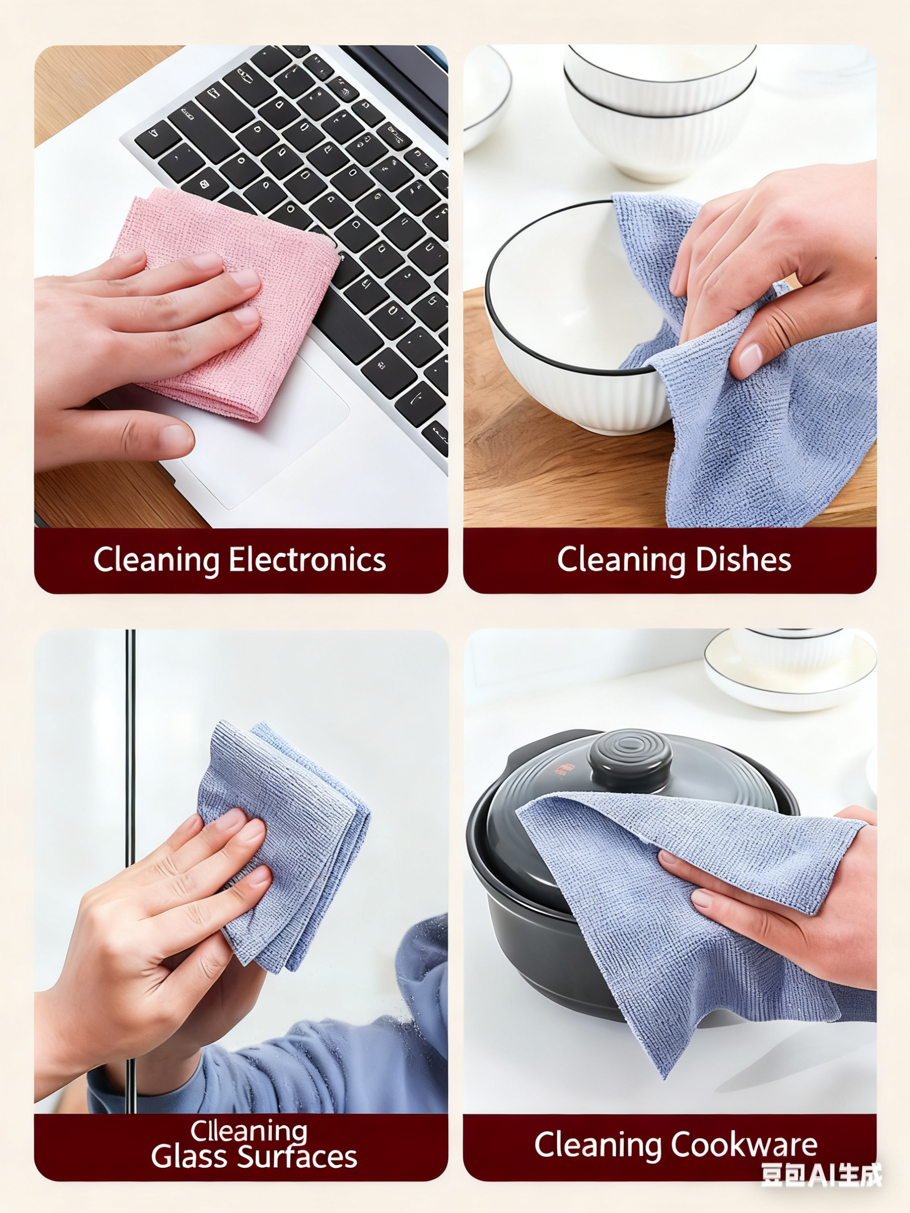 Christmas gift 50-Piece 25x25cm Polycotton Cleaning Cloth Roll, Reusable Dual-Use Dish & Surface Wipes for Home & Kitchen(orange) — image 4