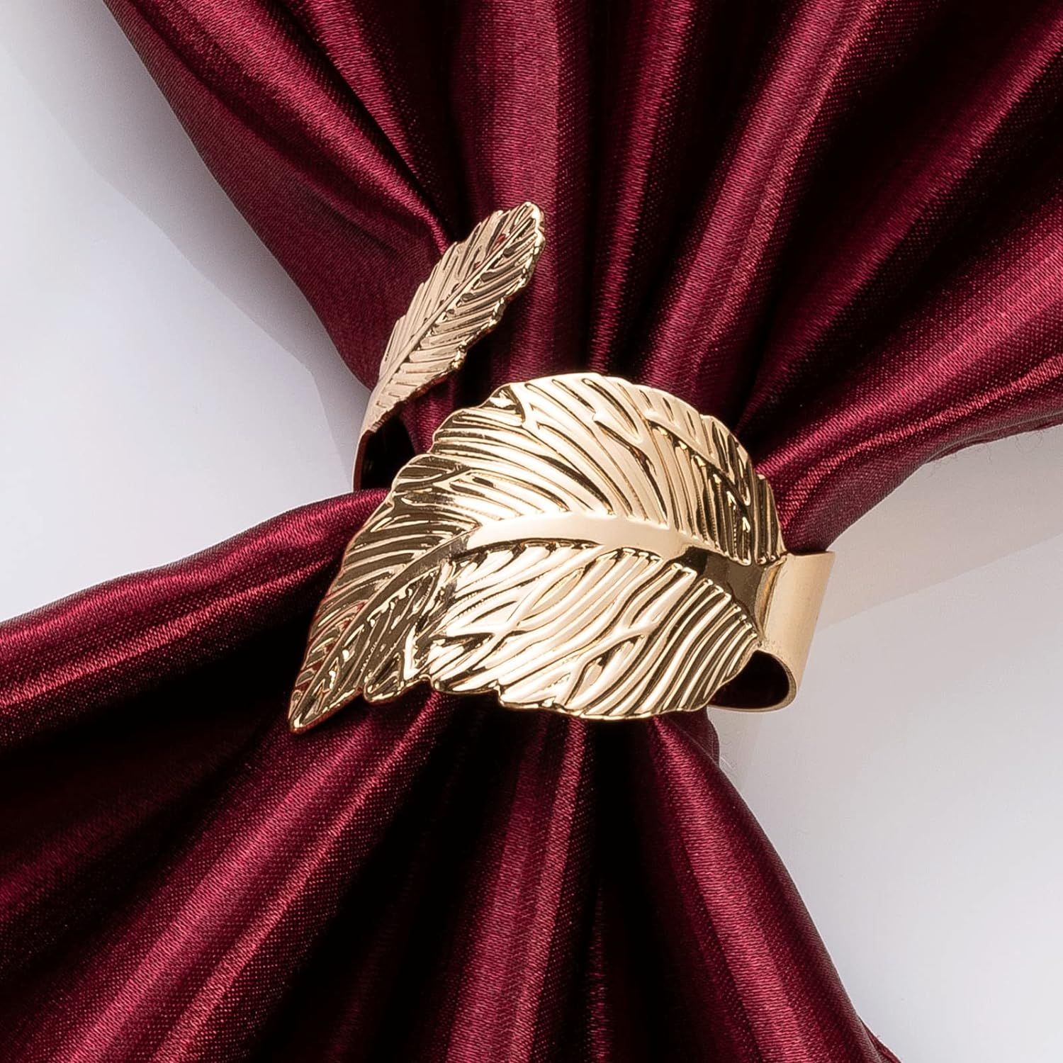 Gold Leaf Napkin Rings Set of 8, Metal Material Gold design napkin rings look more stylish and sophisticated — image 4