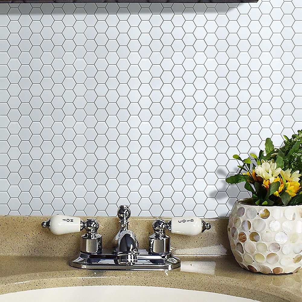 Tiles 3D Peel and Stick Wall Tile Hexagon White (30cm x 30cm x 10 sheets) โ image 2