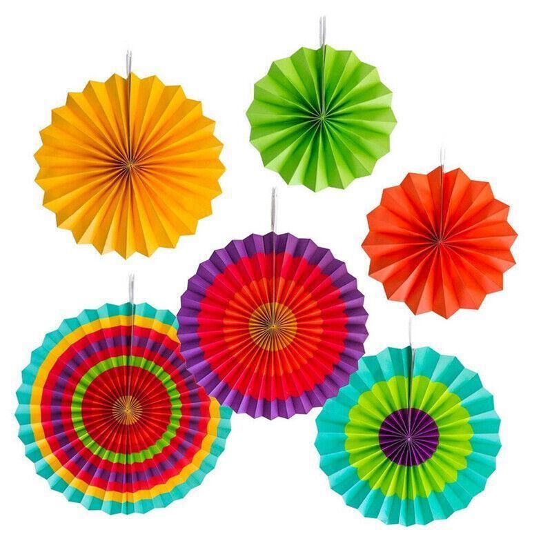 Colorful Paper Fans Party Decorations 6Pcs Mexican Fiesta Hanging Decor Birthday โ image 4