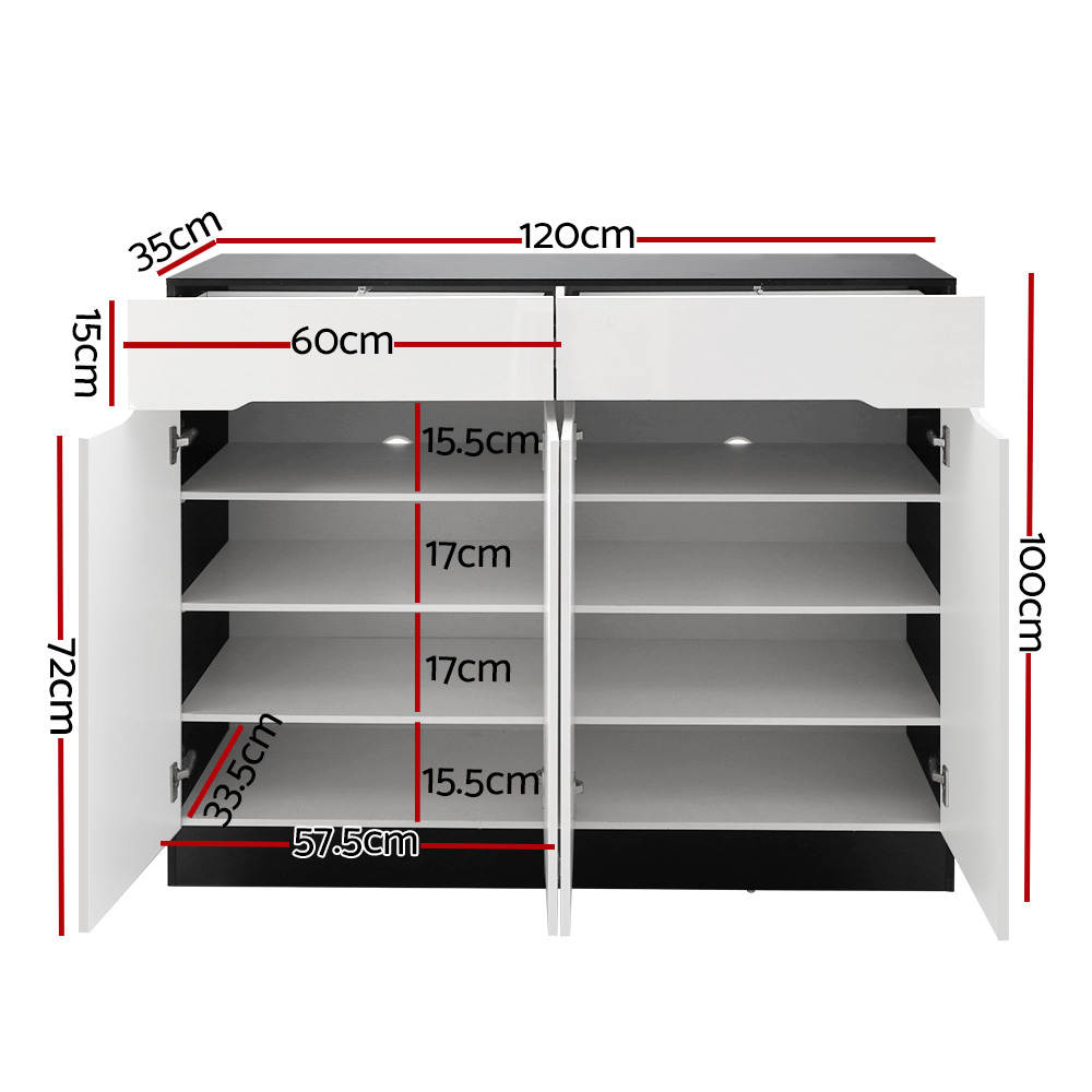 Artiss Shoe Rack Cabinet Storage 120cm w/ Drawer - White Lydia โ image 4