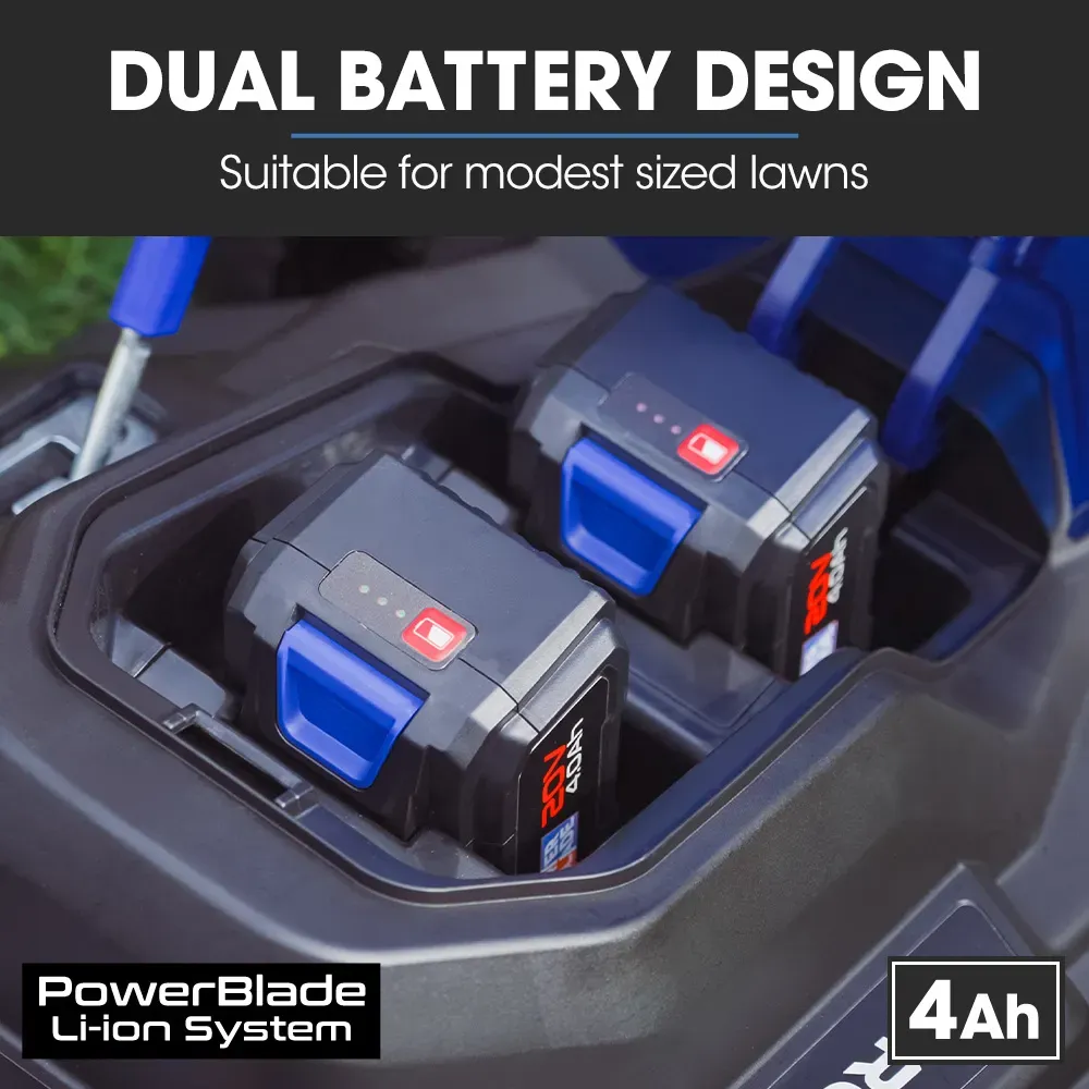 POWERBLADE 480CX 40V 17" Cordless Lawn Mower Kit, Fast Charger, 2 x 4Ah Batteries, 6 Stage Height, Brushless Electric, 430mm Cutting Path — image 3